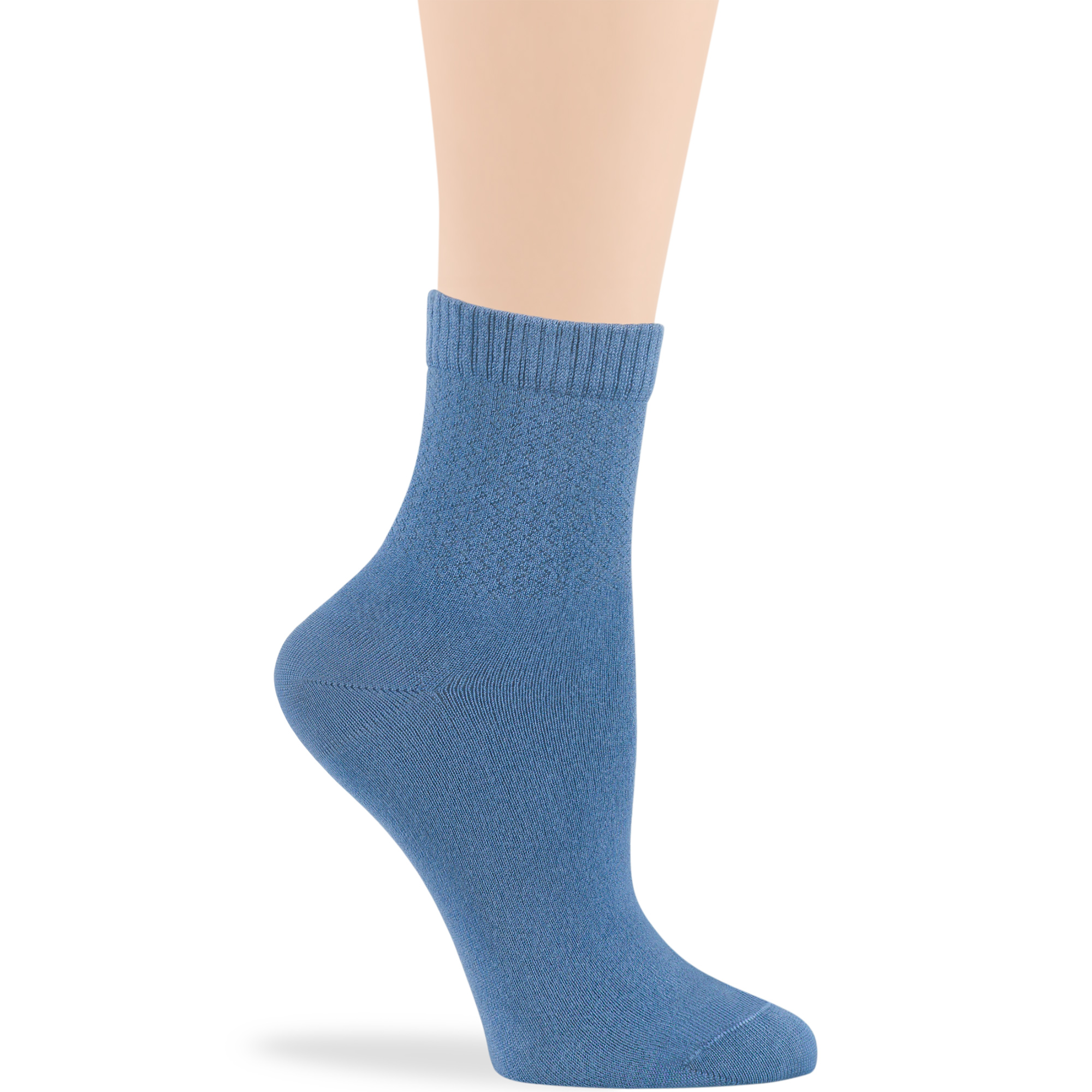 Women Diabetic Bamboo Sock  Quarter Extra Loose 4 Pack Large 10-12 Denim Blue - Picture 7 of 9