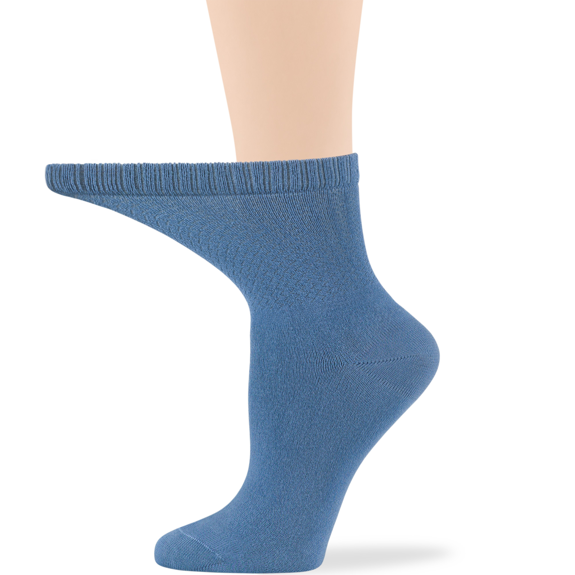 Women Diabetic Bamboo Sock  Quarter Extra Loose 4 Pack Large 10-12 Denim Blue - Picture 4 of 9