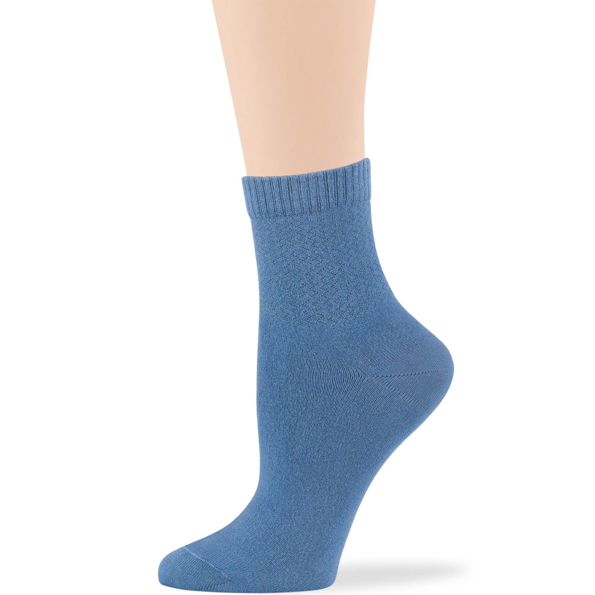 Women Diabetic Bamboo Sock  Quarter Extra Loose 4 Pack Large 10-12 Denim Blue - Picture 5 of 9