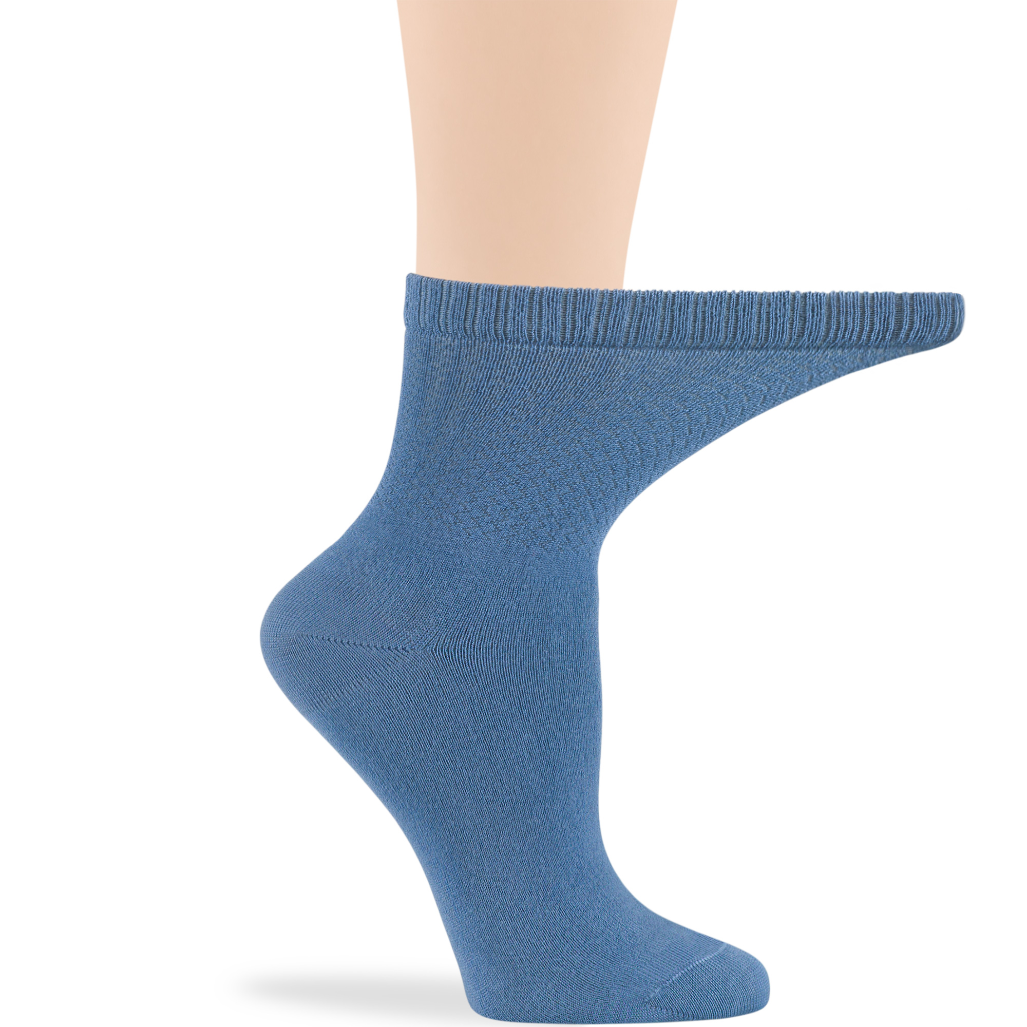 Women Diabetic Bamboo Sock  Quarter Extra Loose 4 Pack Large 10-12 Denim Blue - Picture 6 of 9