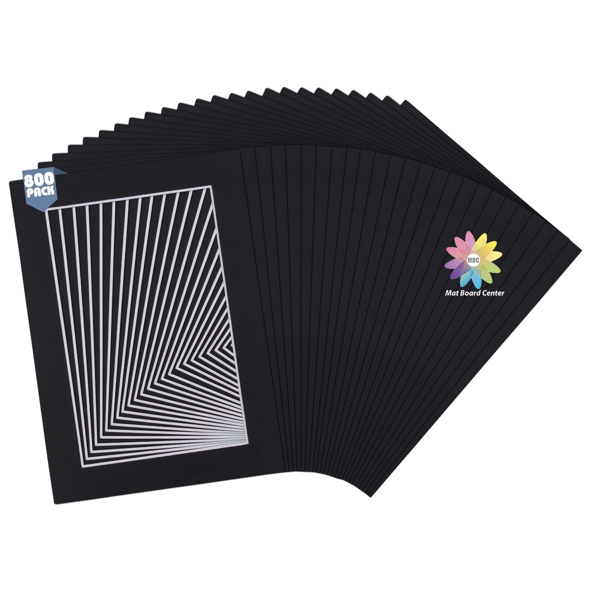 Pack of 10 to 800 5x7 for 4x6 Black Color Picture Mat Bevel Cut 4-ply Thickness - Picture 16 of 16