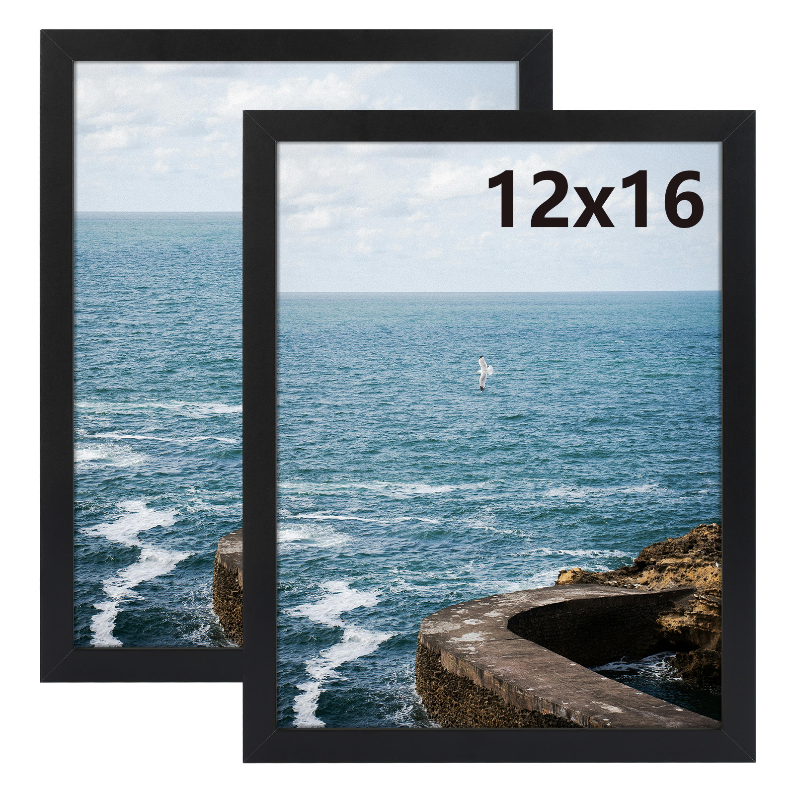 12x16 Picture Frame Brown Set of 2, for Poster Prints Wall Mounted - Picture 9 of 11