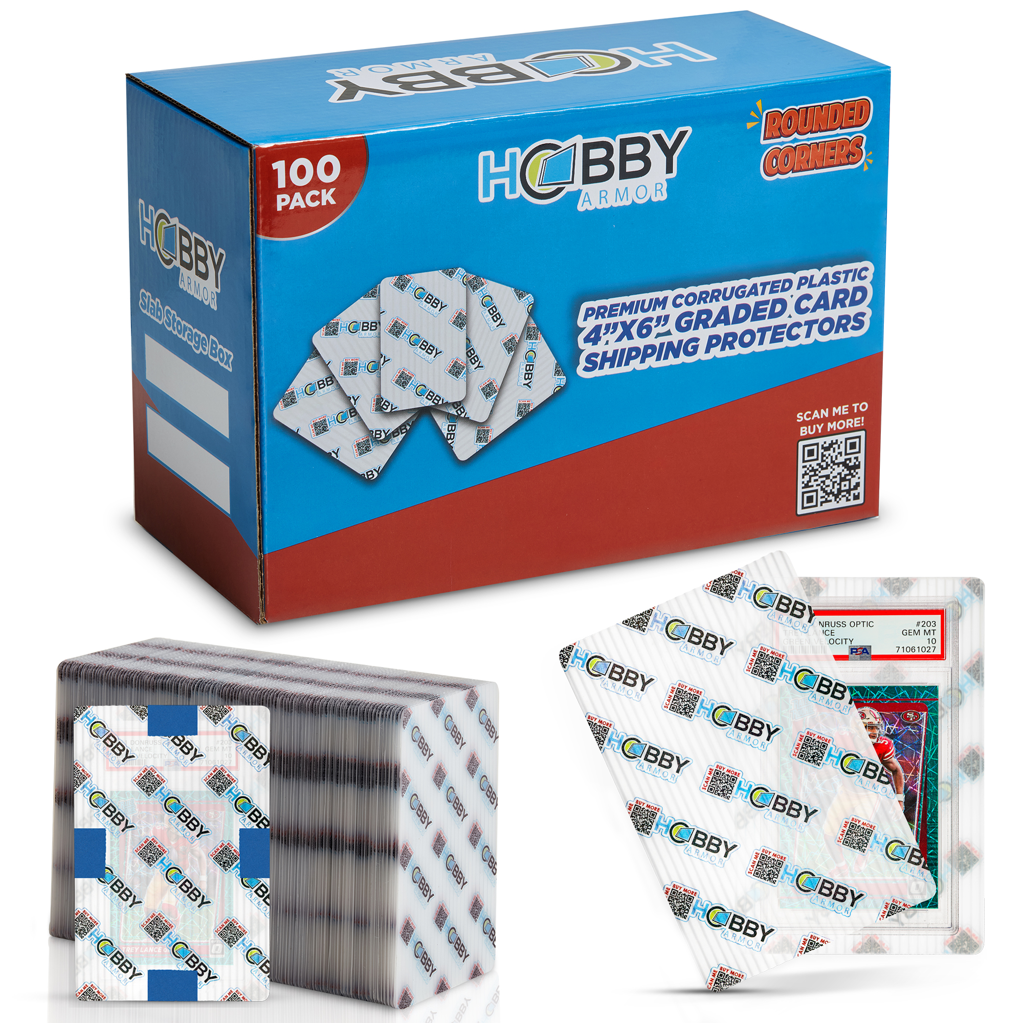 Hobby Armor Plastic Graded Card Shipping Protectors 4"x6", Multi-Color Print