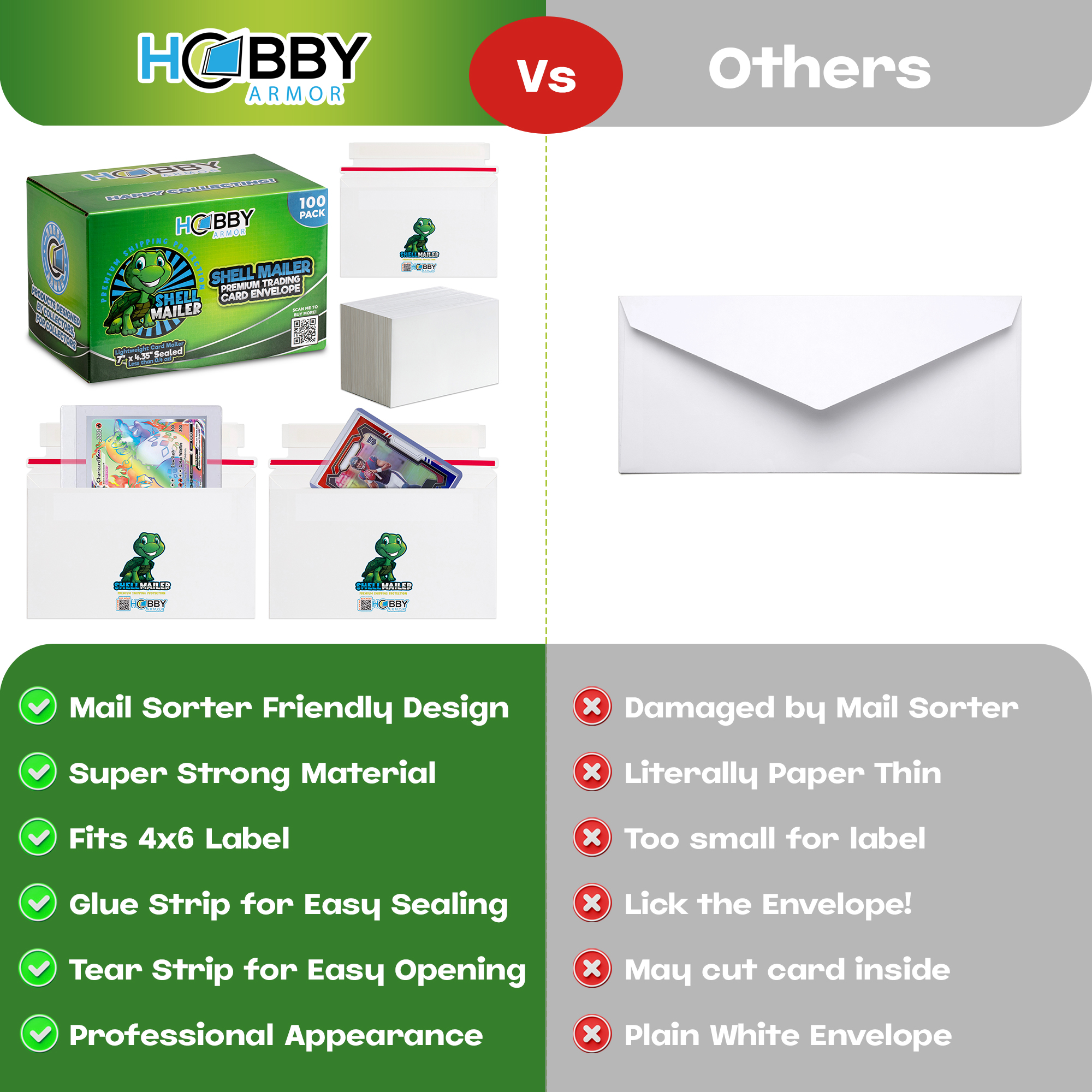 Shell Mailer by Hobby Armor - Premium Trading Card Envelopes - Easy Card Mailers
