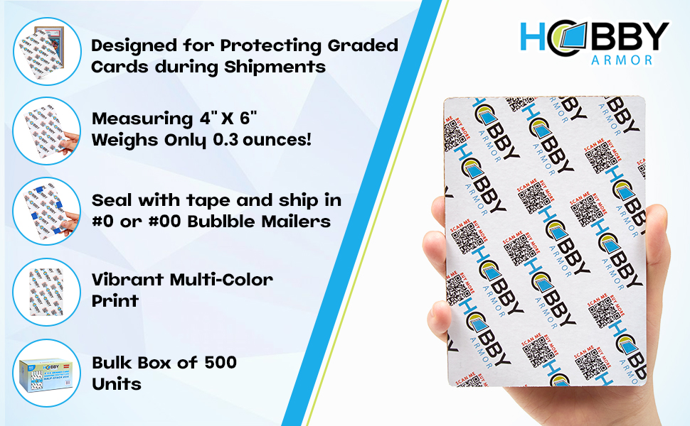 Hobby Armor Cardboard Graded Card Shipping Protectors 4"x6" - Multi-Color Print