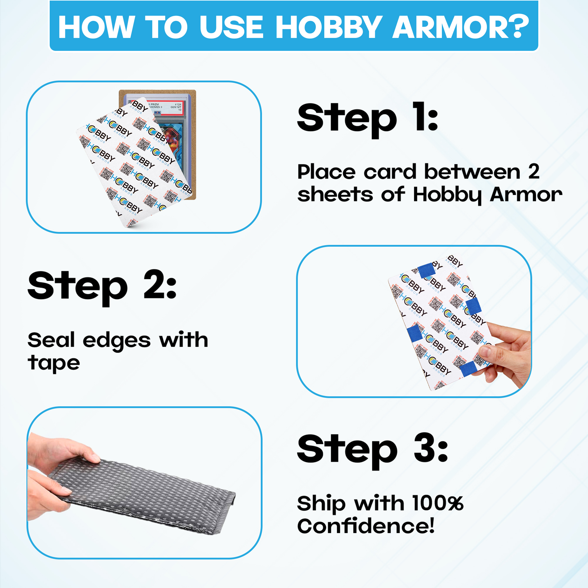 Hobby Armor Cardboard Graded Card Shipping Protectors 4"x6" - Multi-Color Print