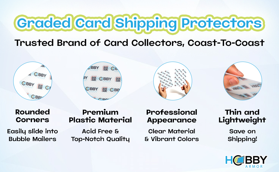 Hobby Armor Plastic Graded Card Shipping Protectors 4"x6", Multi-Color Print