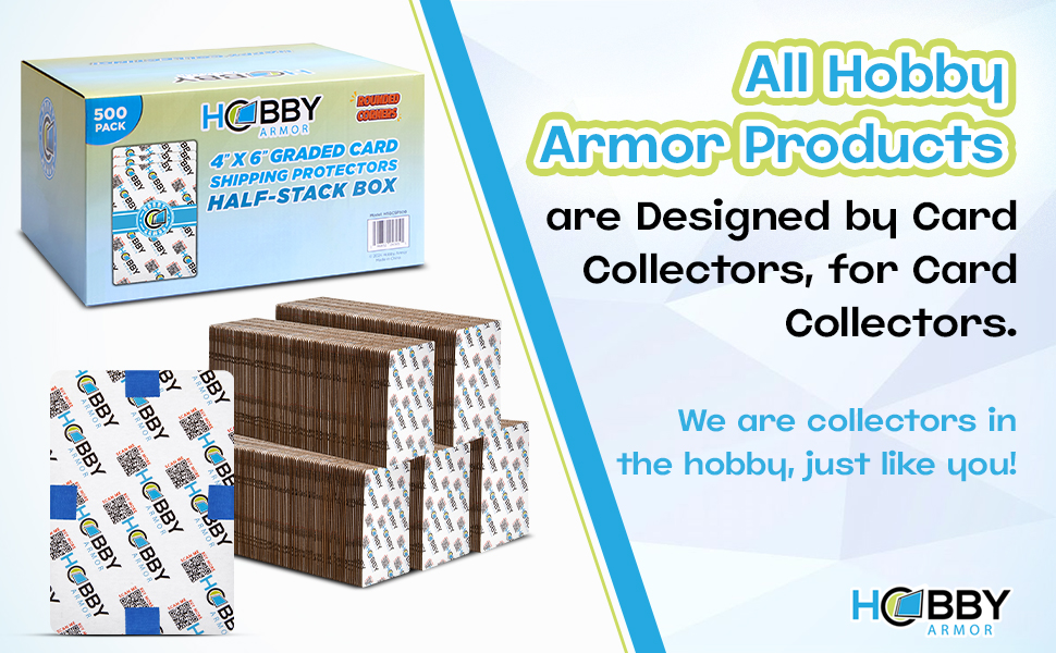 Hobby Armor Cardboard Graded Card Shipping Protectors 4"x6" - Multi-Color Print
