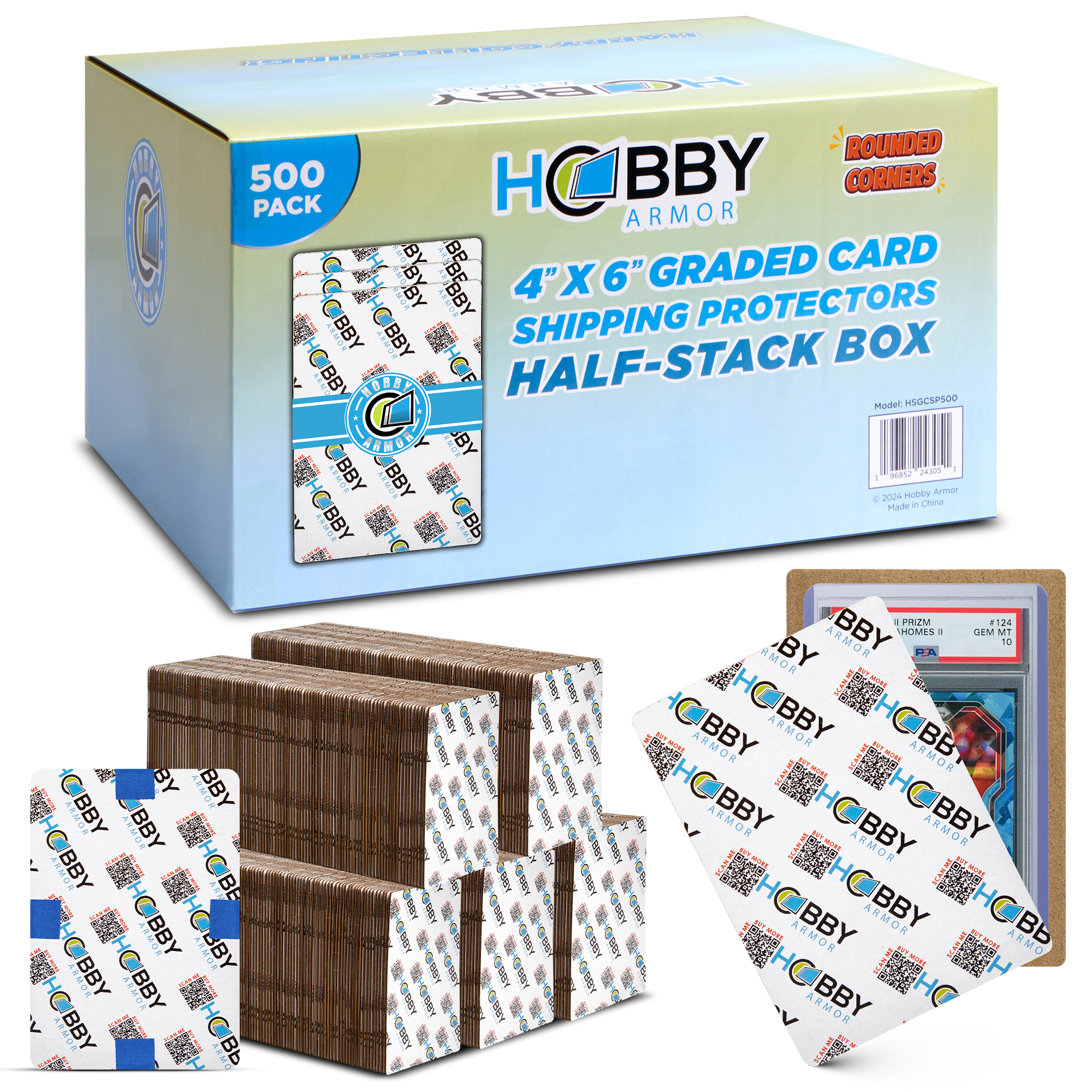 Hobby Armor Cardboard Graded Card Shipping Protectors 4"x6" - Multi-Color Print