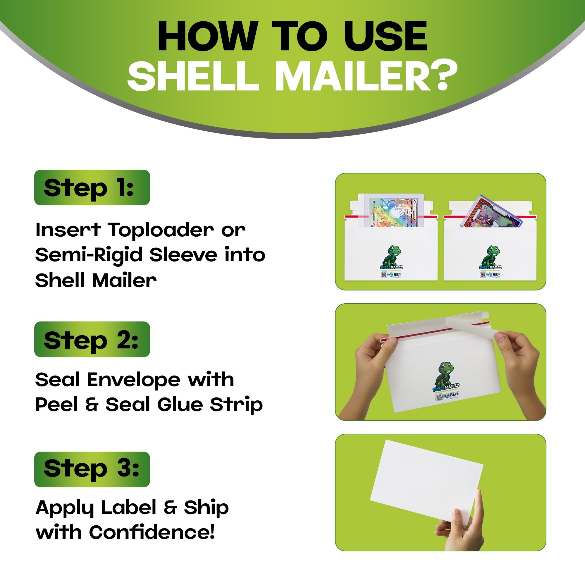 Shell Mailer by Hobby Armor - Premium Trading Card Envelopes - Easy Card Mailers