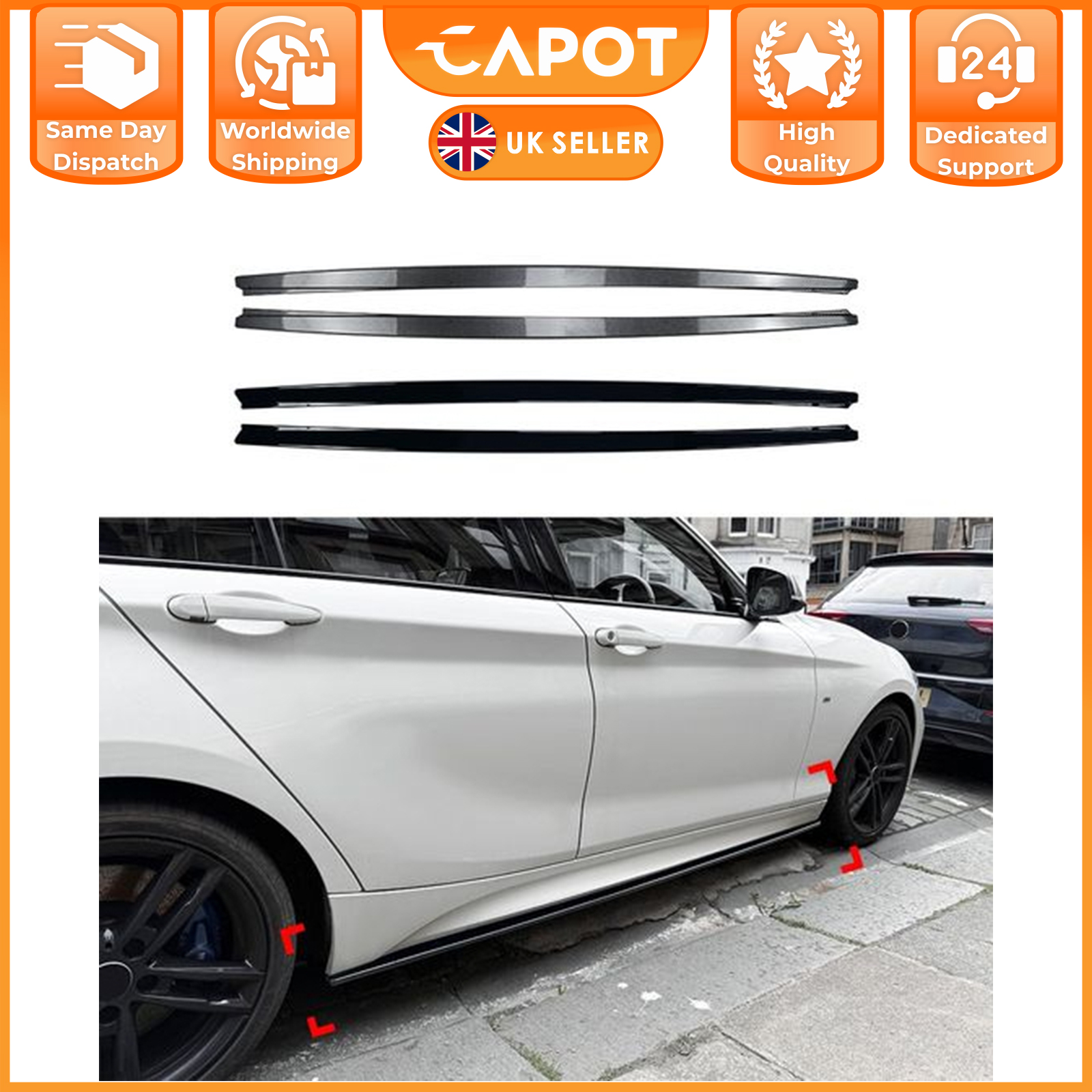 Side Skirt Extension Diffusers Gloss Black For BMW 1 Series F20 F21 M-Power
