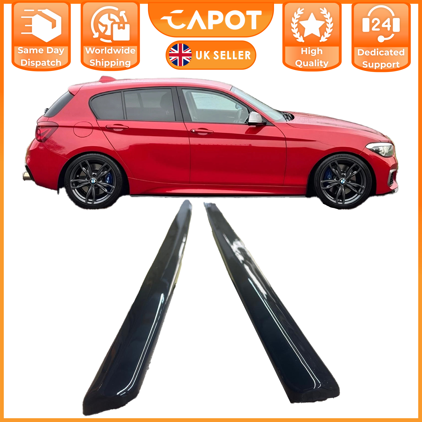Side Skirt Extension Diffusers Gloss Black For BMW 1 Series F20 F21 M-Power