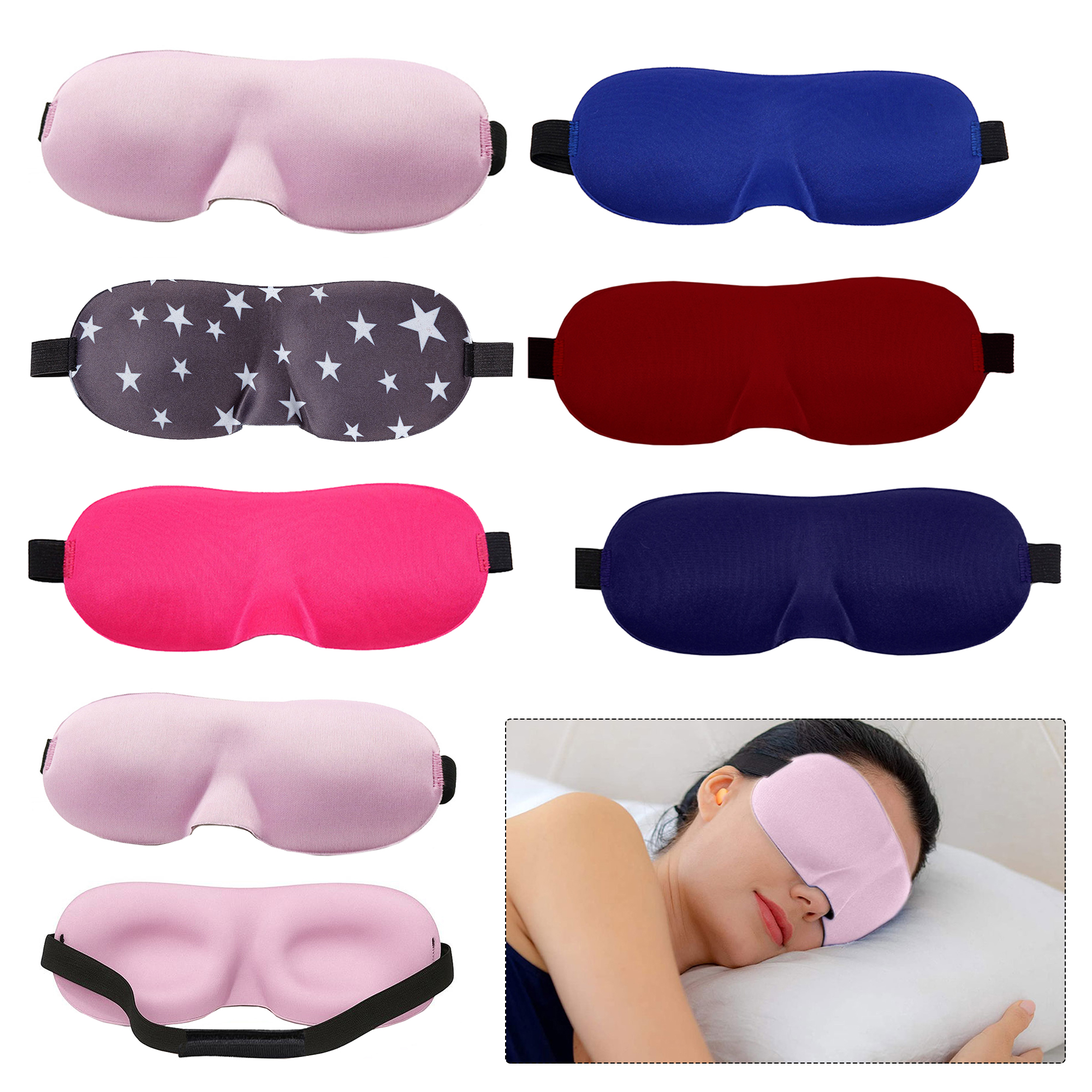 Sleep Mask Eye Mask Travel Sleeping Mask Light Blocking Blindfold Soft Black UK