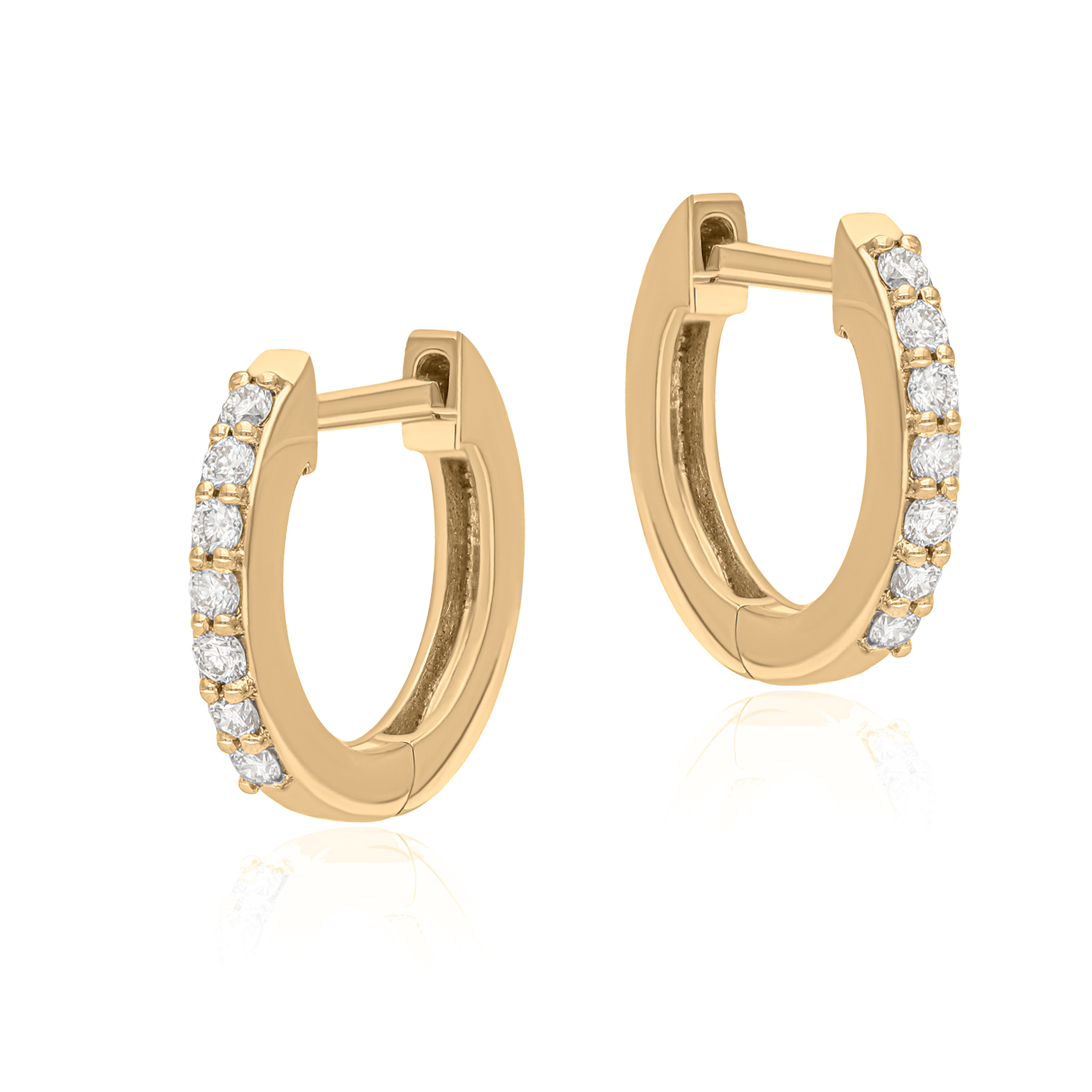 14K Gold Multi-Gemstone Huggie Hoop Earrings - Elegant Gift for Her Jewelry - Picture 10 of 11