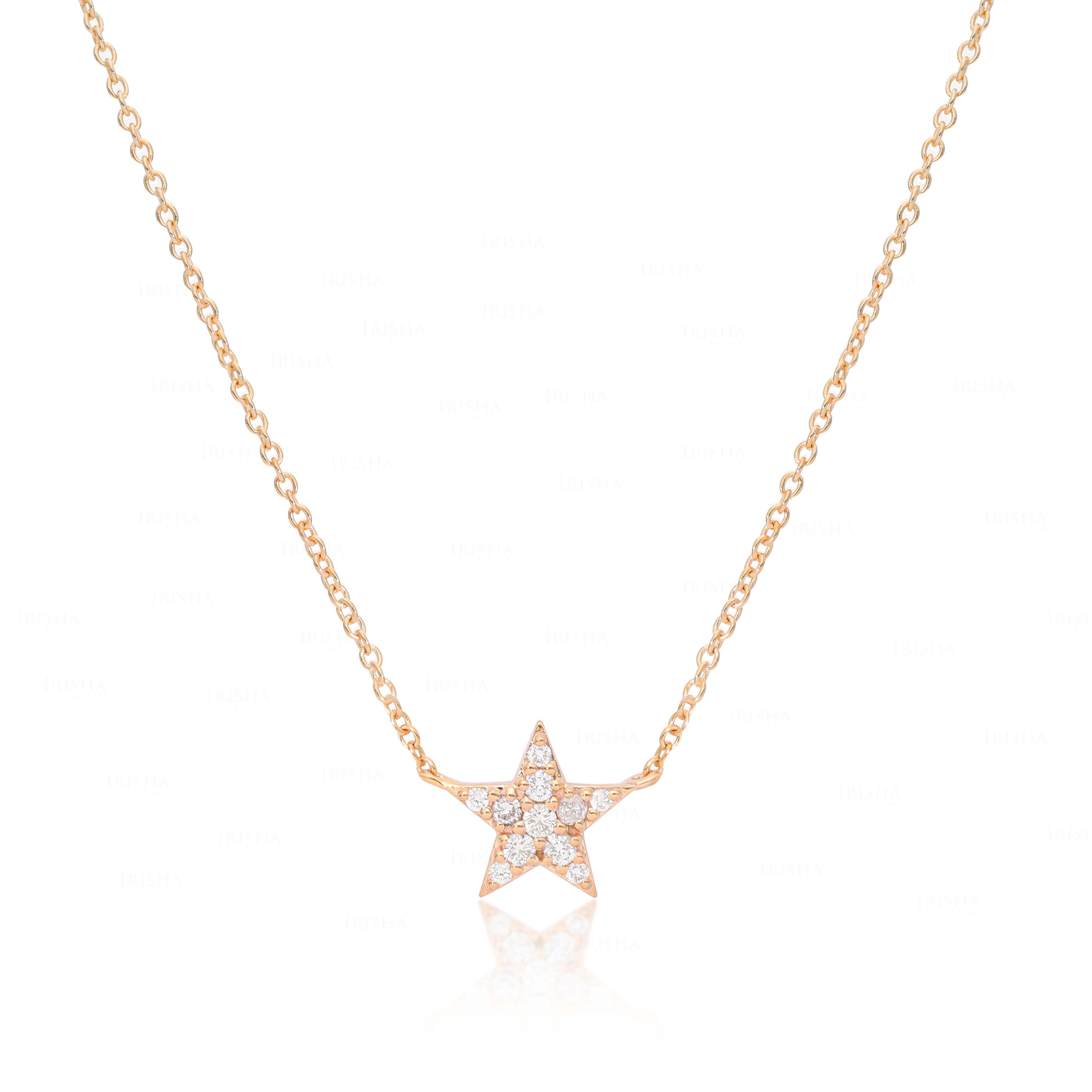 14K Gold Star Choker Necklace with Diamond, Ruby, Emerald Options, Gift Idea