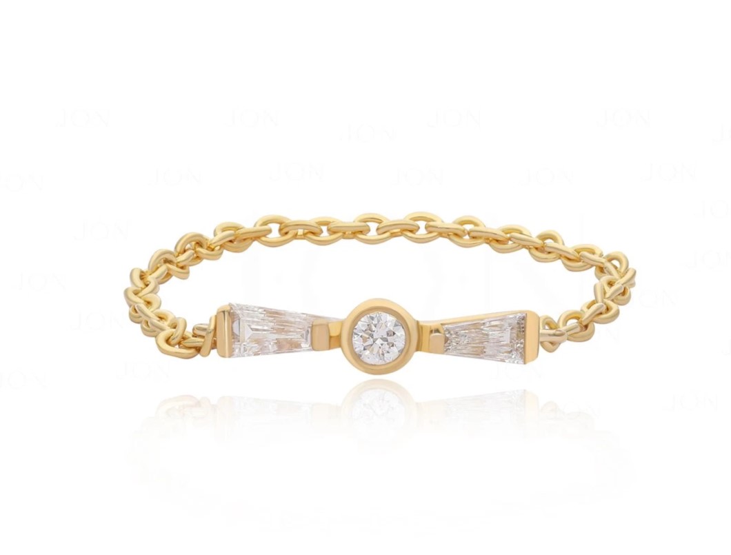 14K Gold Tapered Baguette Multi Option Chain Ring for Women’s Jewelry Gift - Picture 7 of 7