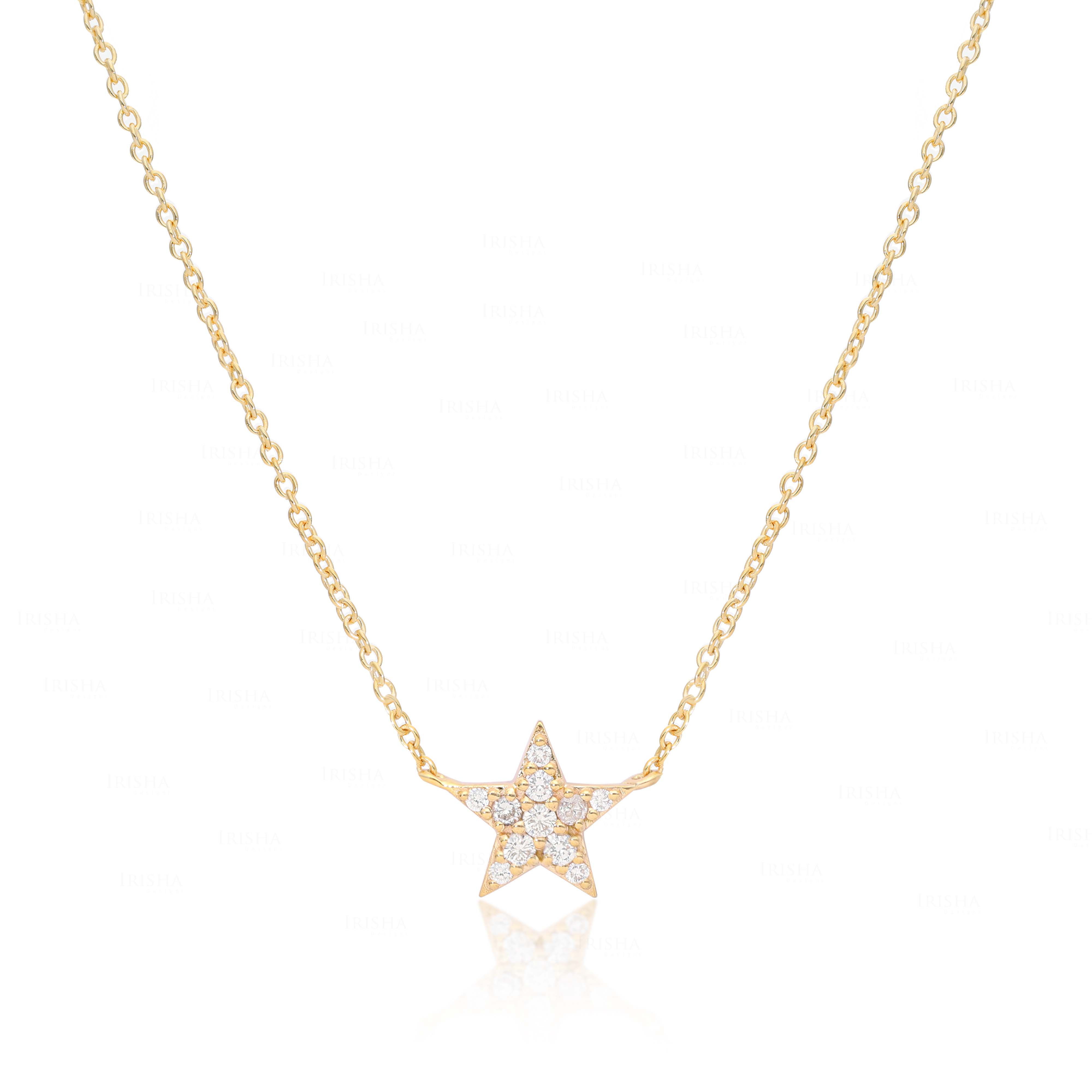 14K Gold Star Choker Necklace with Diamond, Ruby, Emerald Options, Gift Idea