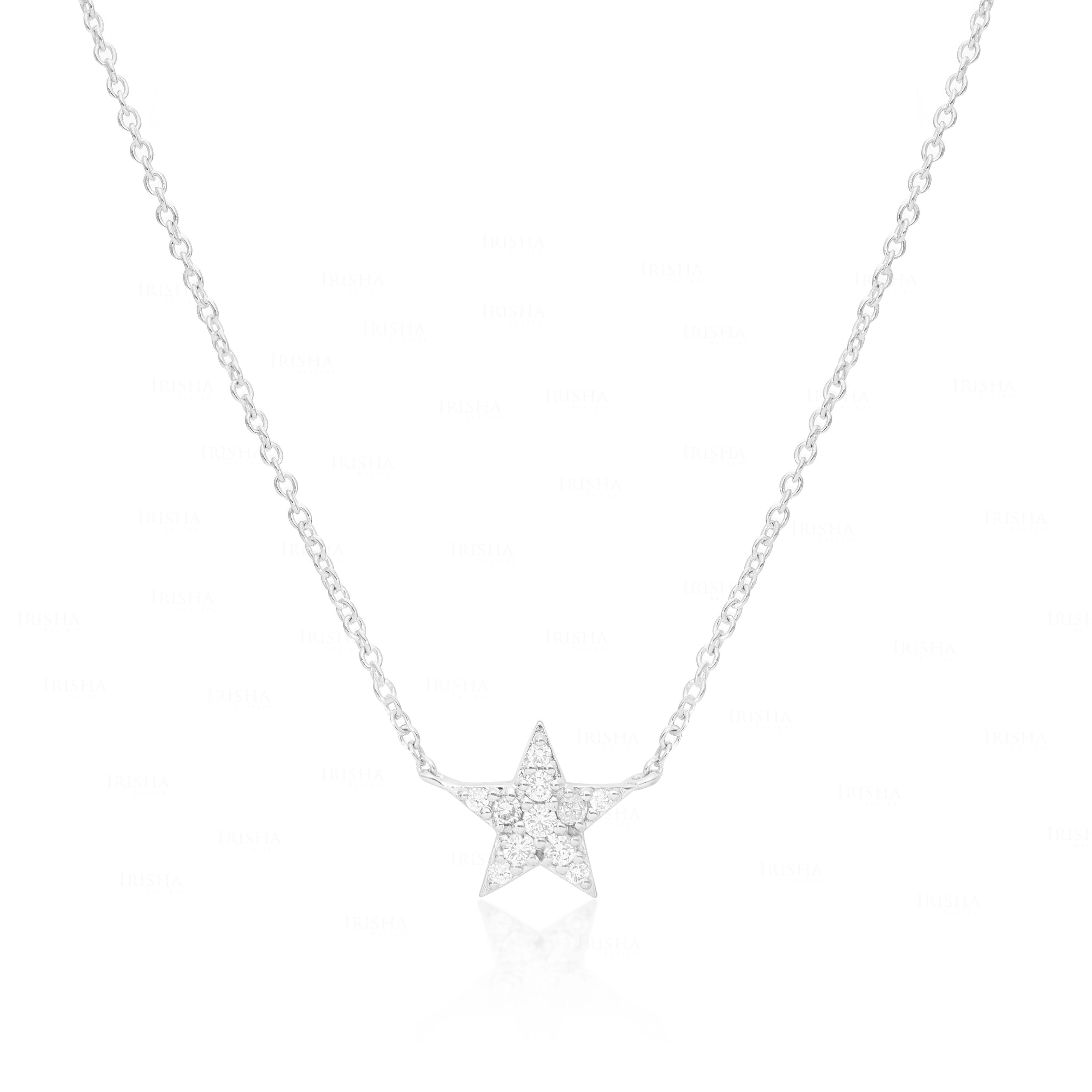 14K Gold Star Choker Necklace with Diamond, Ruby, Emerald Options, Gift Idea