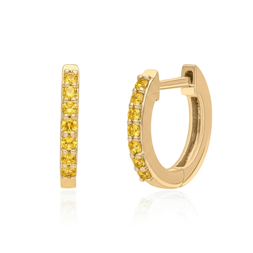 14K Gold Multi-Gemstone Huggie Hoop Earrings - Elegant Gift for Her Jewelry - Picture 6 of 11