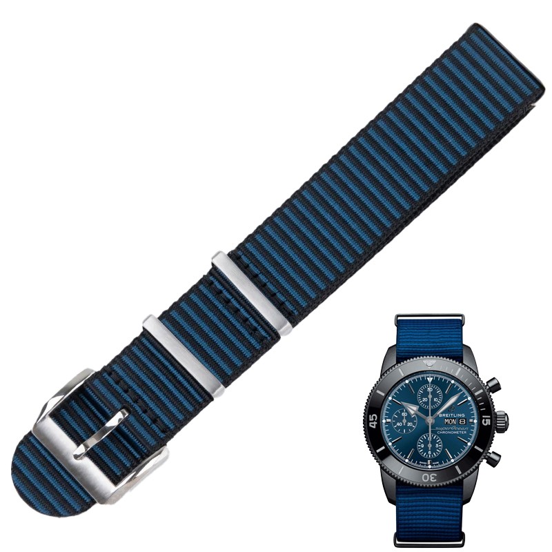 Black & Blue Band Strap for Breitling In Nylon - 22mm | eBay