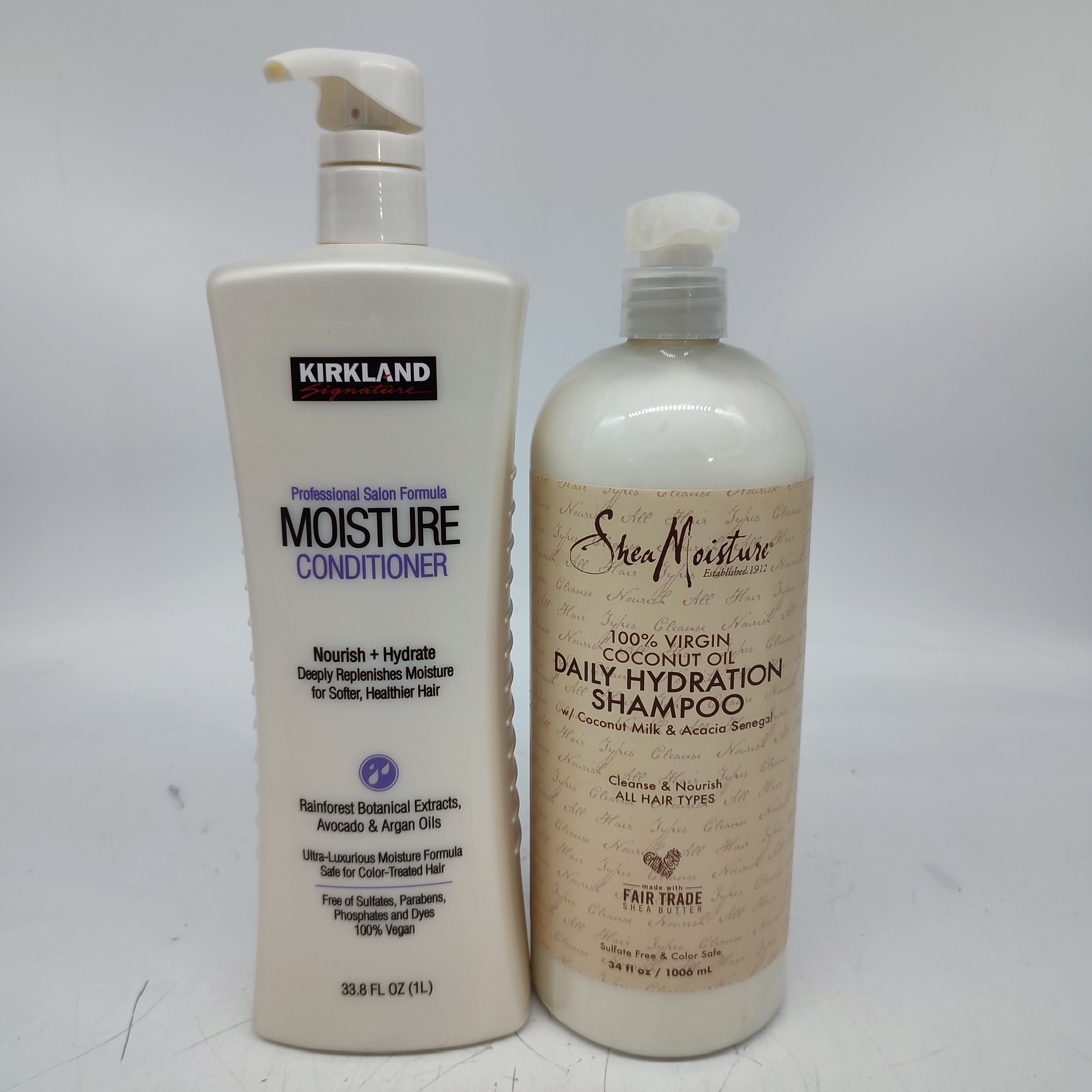 USED-Shea Moisture Shampoo 32 OZ and Kirkland Signature Hair Conditioner 29 OZ