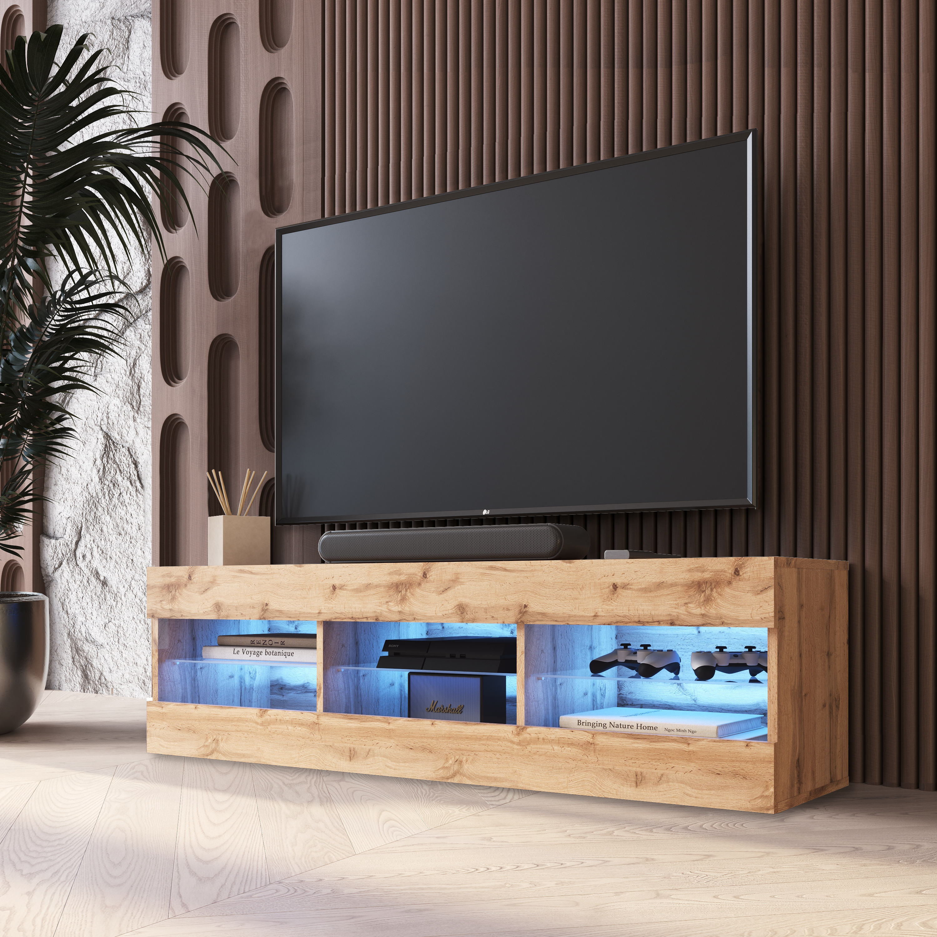 NEW Free Standing Living Room TV Cabinet in Matt LED Lighting Tivoli - Picture 12 of 12