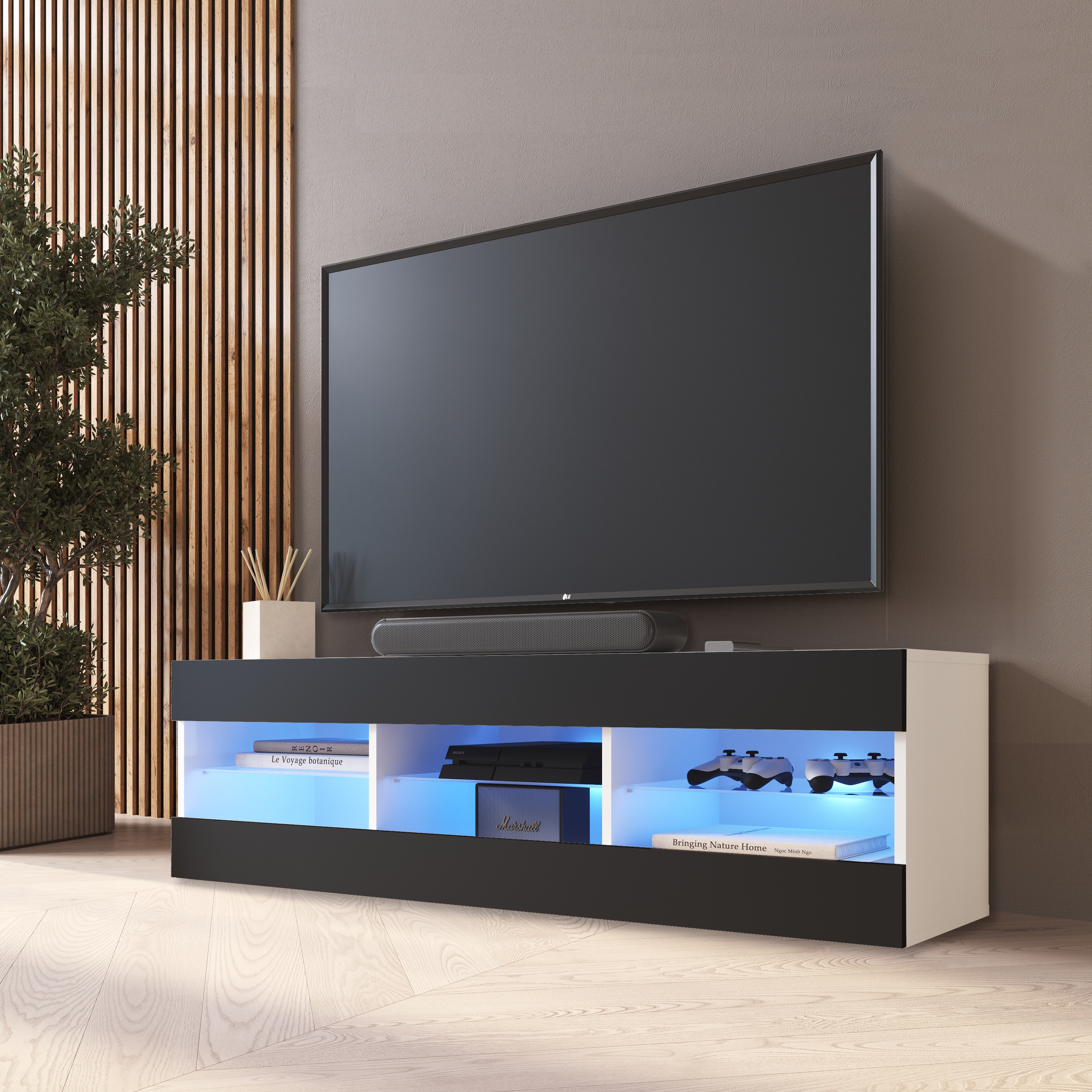 NEW Free Standing Living Room TV Cabinet in Matt LED Lighting Tivoli - Picture 7 of 12