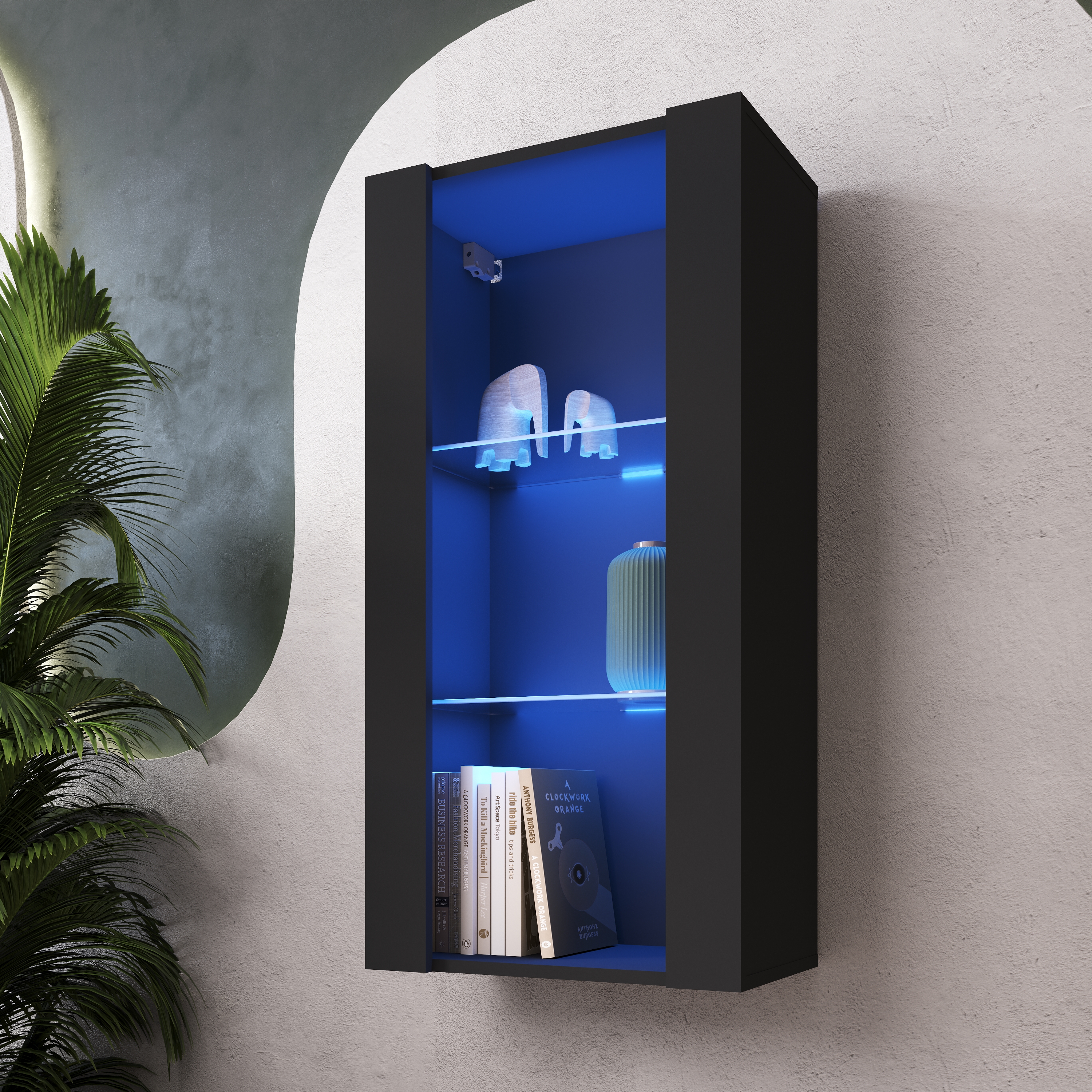 NEW Wall Mounted Living Room Display Cabinet in Matt LED Lighting Tivoli - Picture 4 of 12