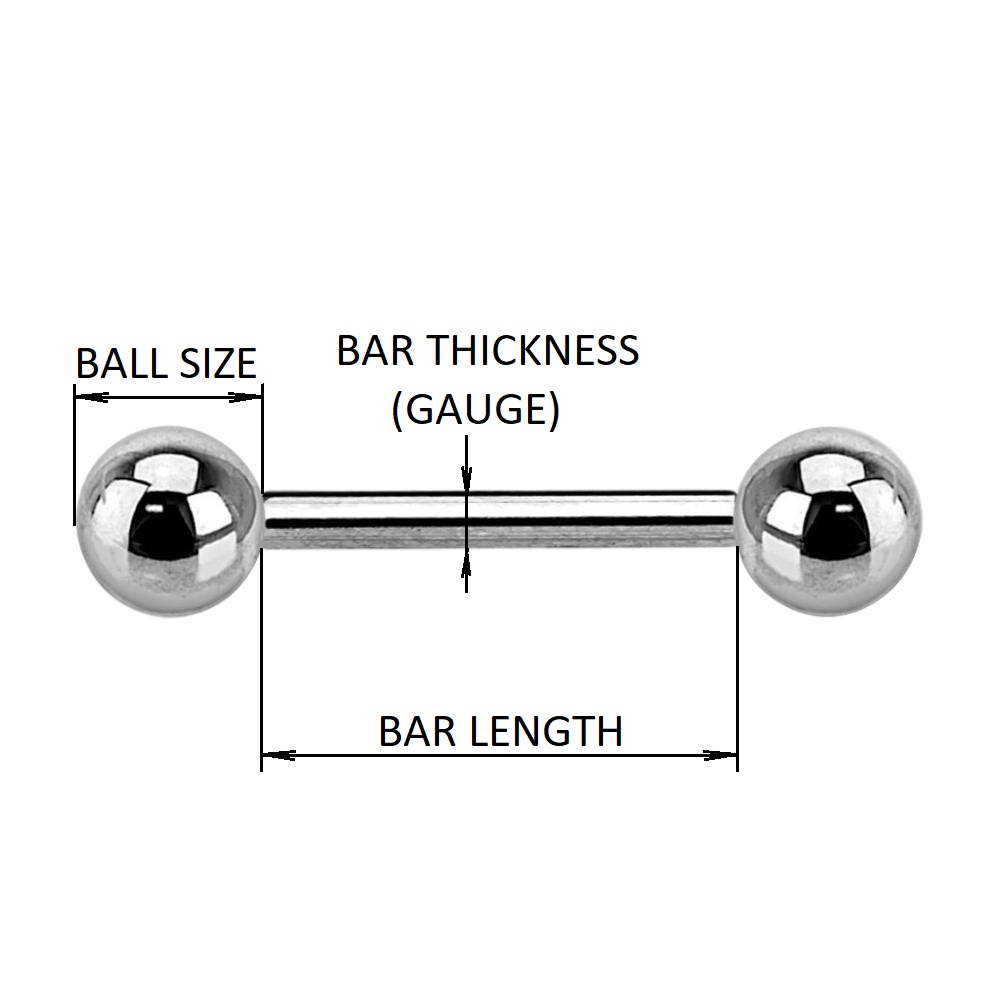 Basic Straight Surgical Steel Barbell * 100% Metal * all sizes/gauges available - Picture 7 of 9