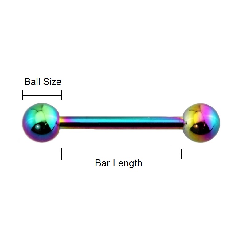 Colour Titanium IP over Stainless Steel Barbell * Solid Metal Tongue Nipple Bar - Picture 7 of 8
