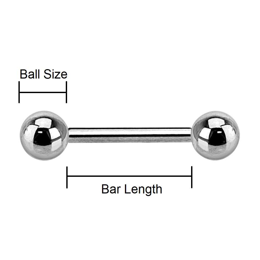 Colour Titanium IP over Stainless Steel Barbell * Solid Metal Tongue Nipple Bar - Picture 8 of 8