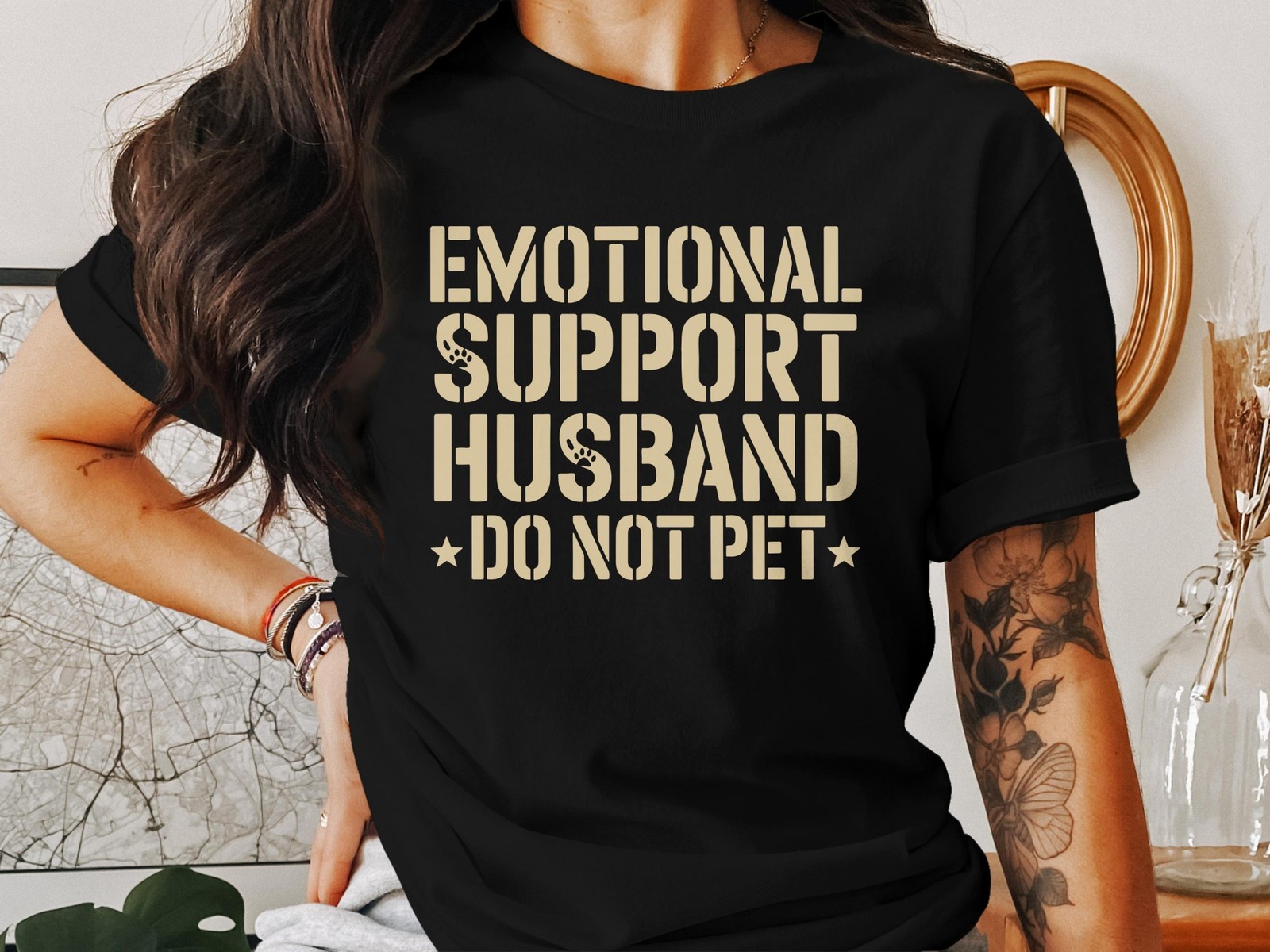Emotional Support Husband Do Not Pet, Funny Graphic T-Shirt – Sarcastic Gift Tee