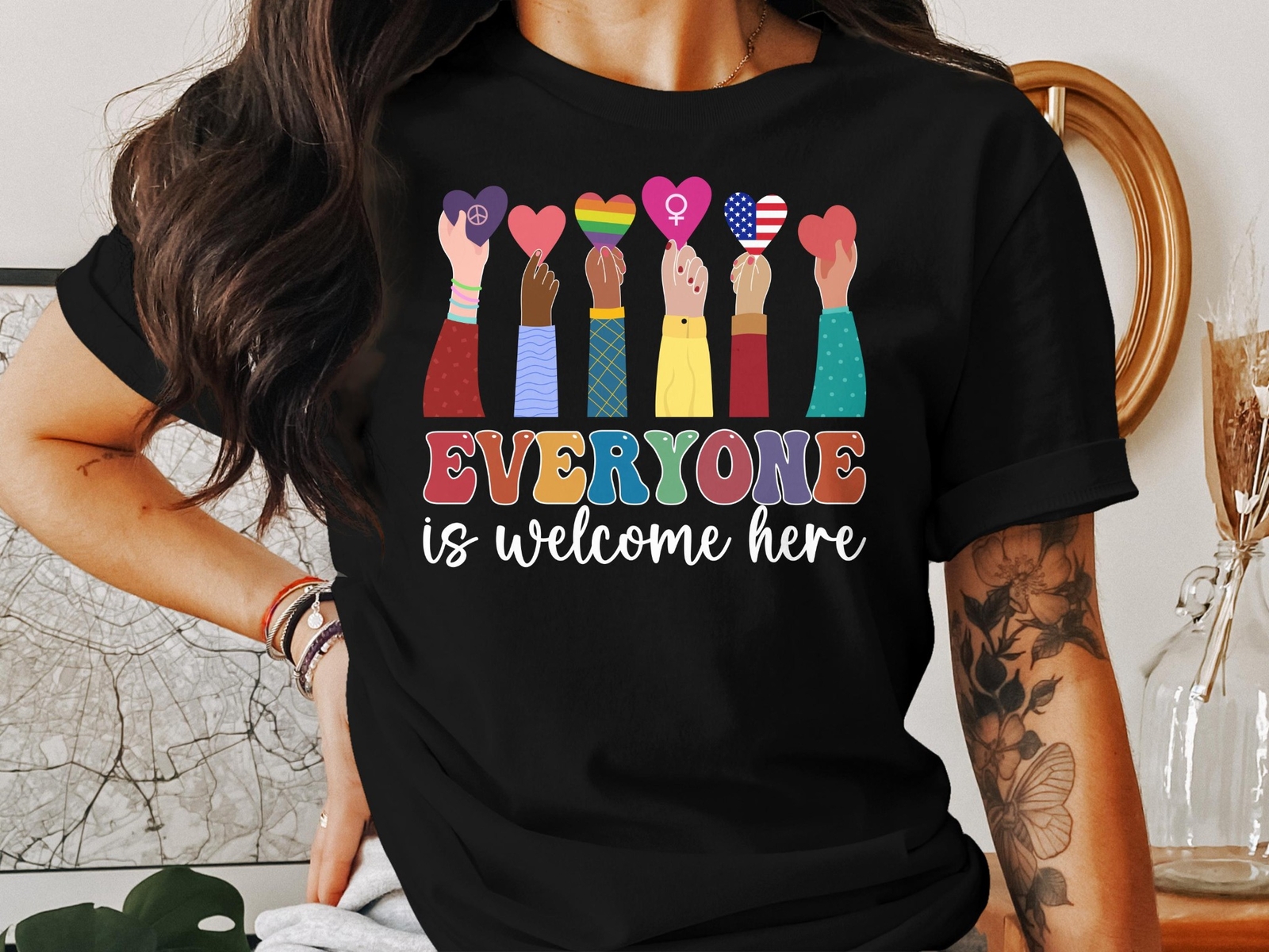 Everyone Is Welcome Here T-Shirt – Inclusive Pride Equality Kindness Tee
