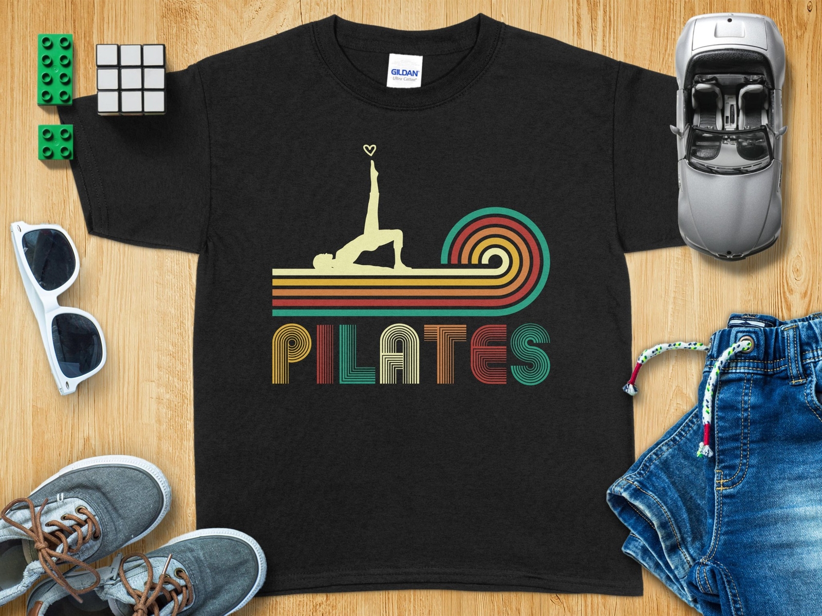 Pilates Vintage Retro T-Shirt, Funny Workout Fitness Yoga Tee Gift, Gym Shirt