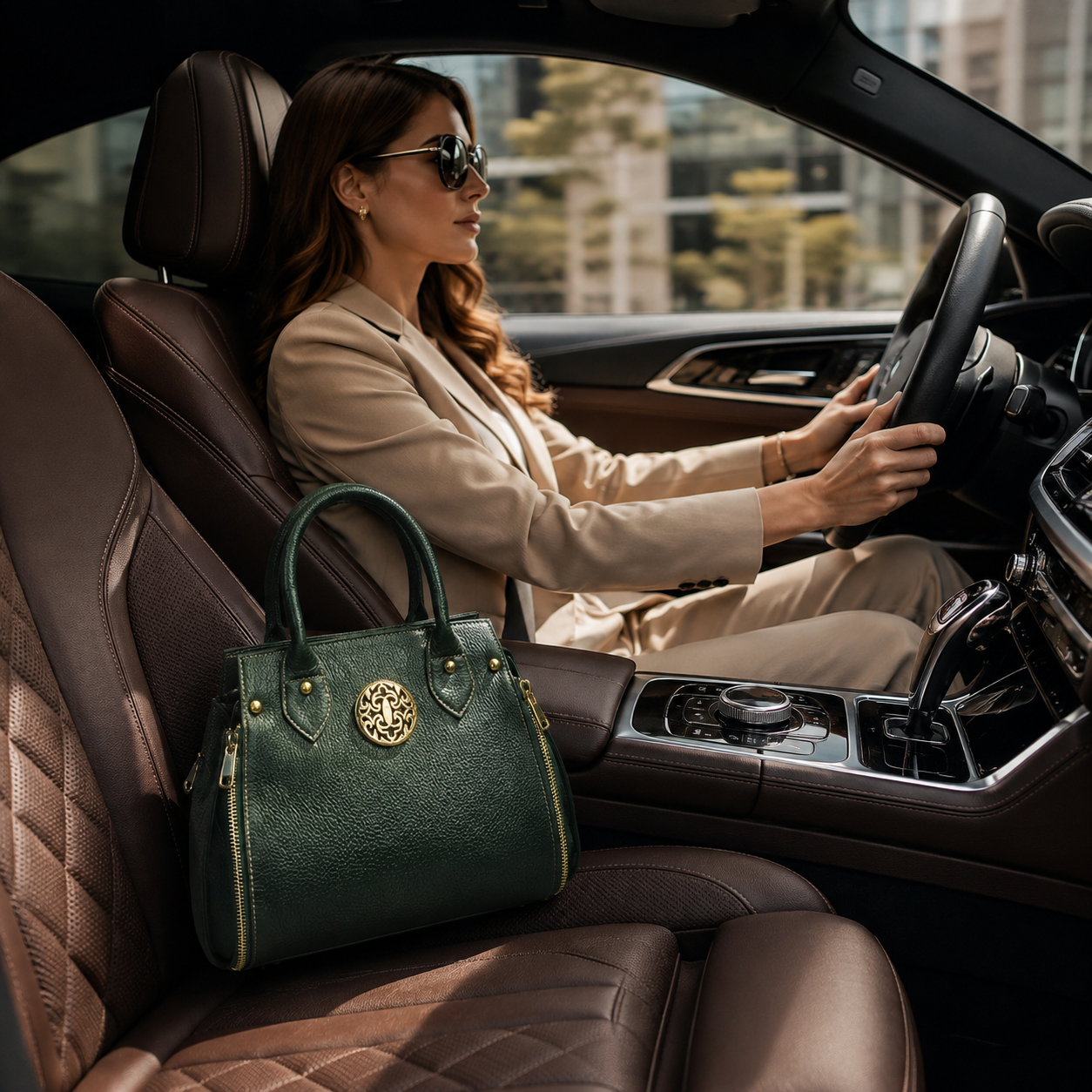 Leather satchel handbag alternate view