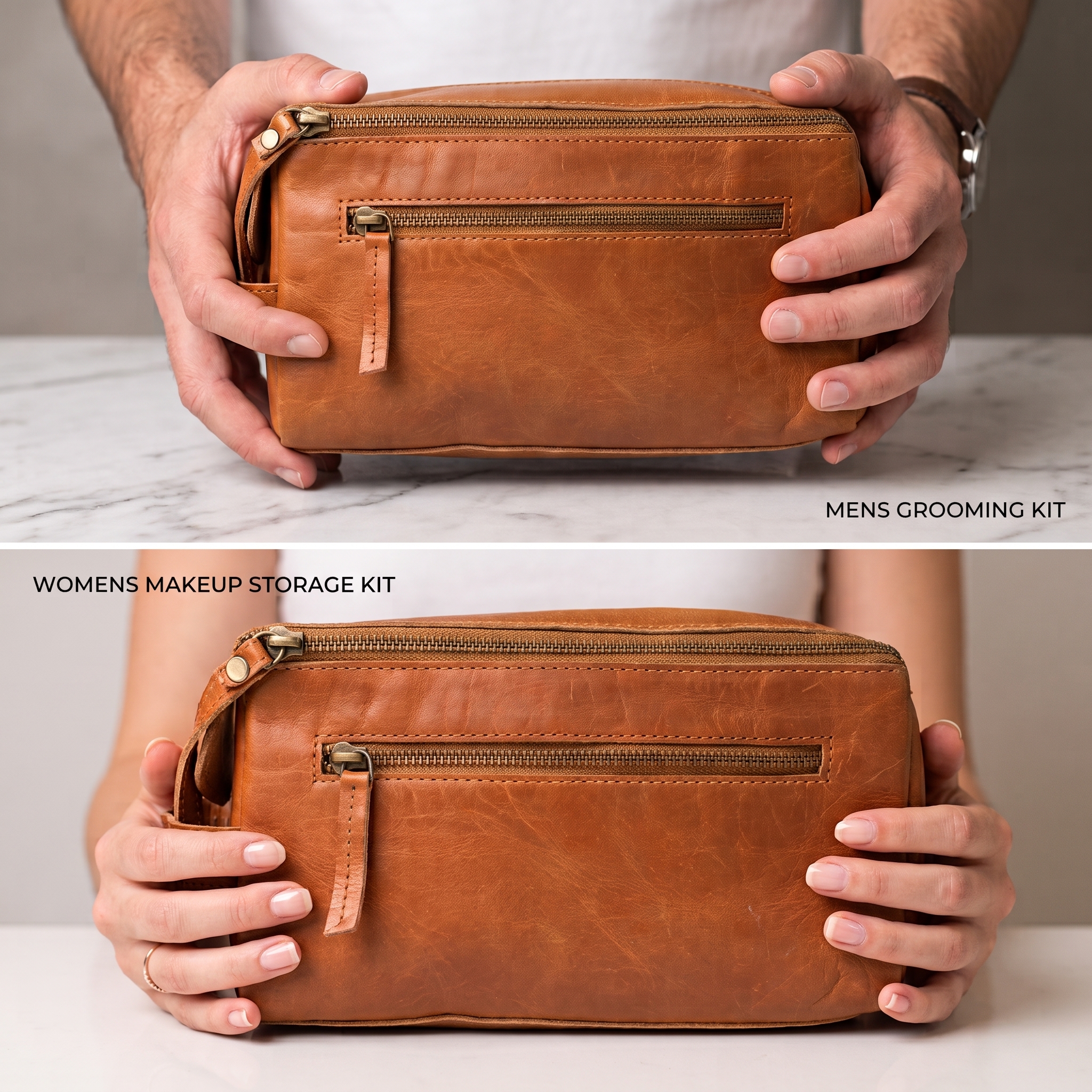 Leather toiletry bag product details