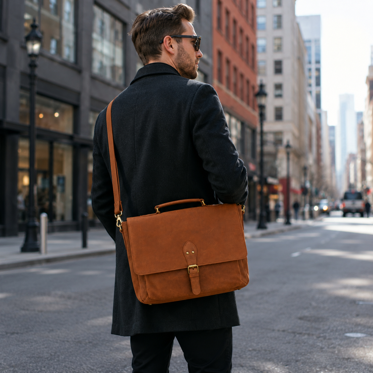 16 inch genuine leather messenger laptop bag