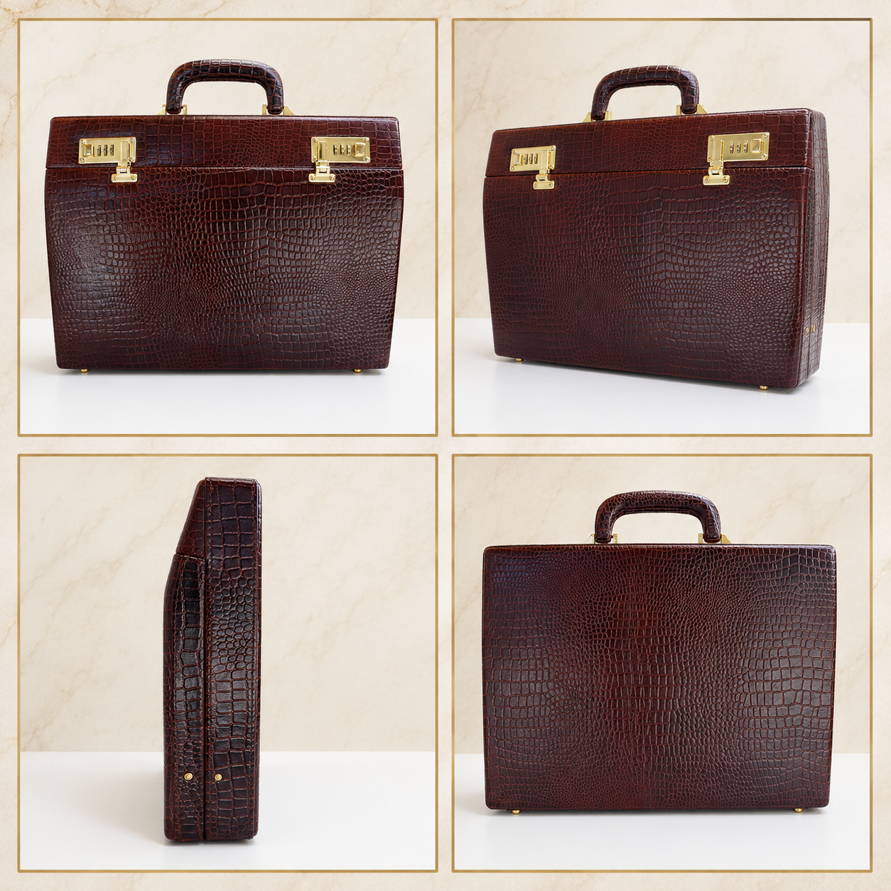 Genuine leather executive briefcase view 2