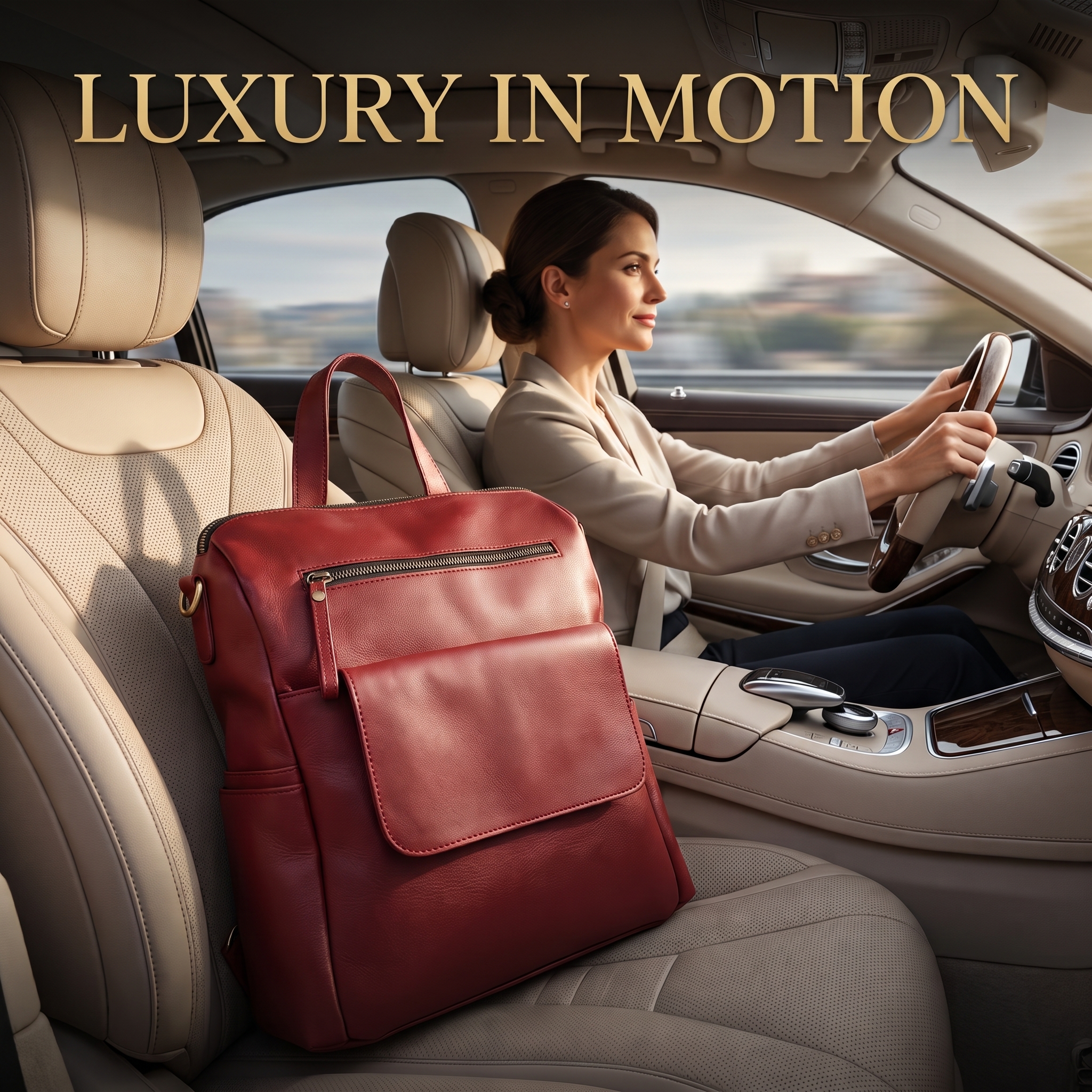 Red burgundy genuine leather convertible handbag