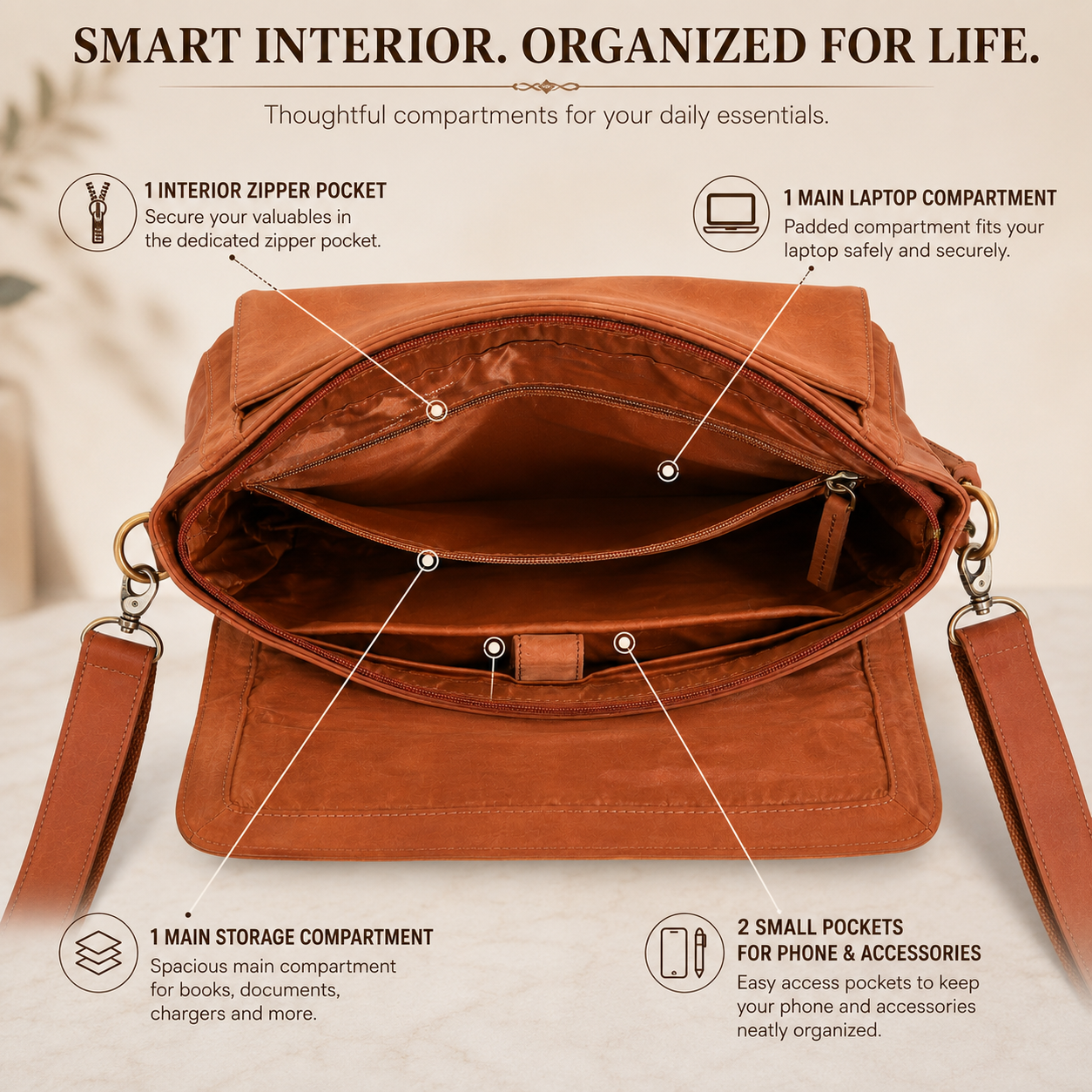 16 inch genuine leather messenger laptop bag