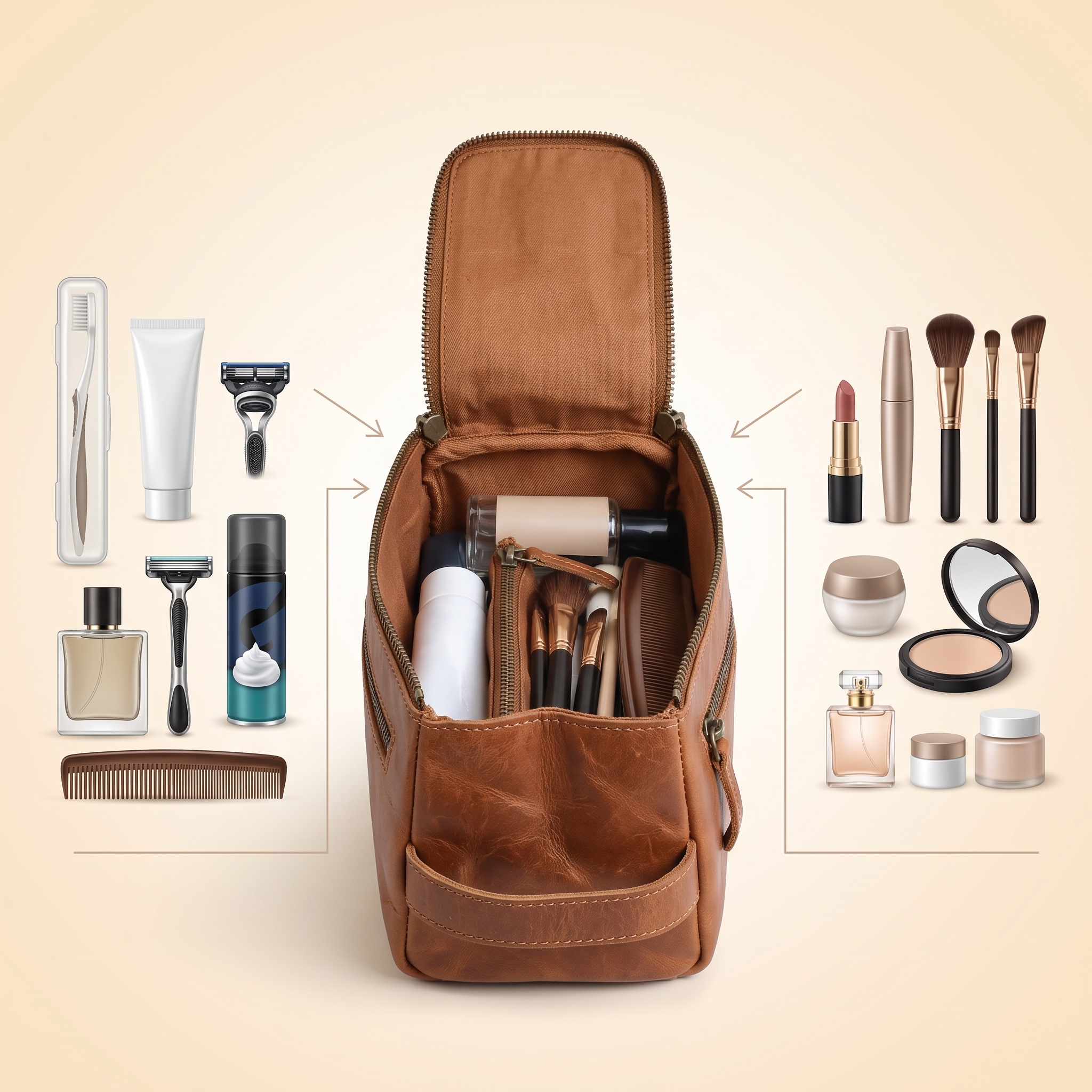 Leather Dopp kit travel toiletry bag