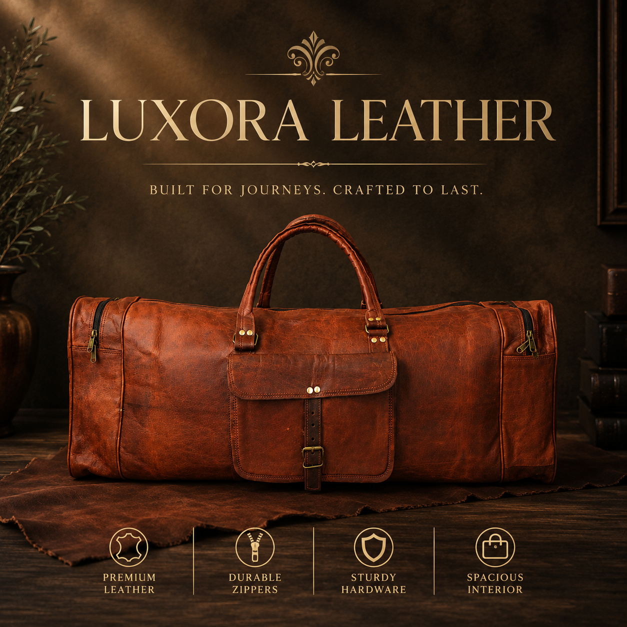 32-inch full grain leather duffel bag
