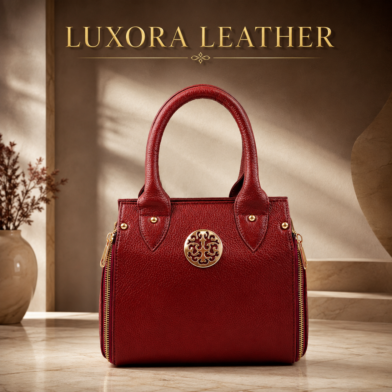 Genuine leather women's satchel handbag
