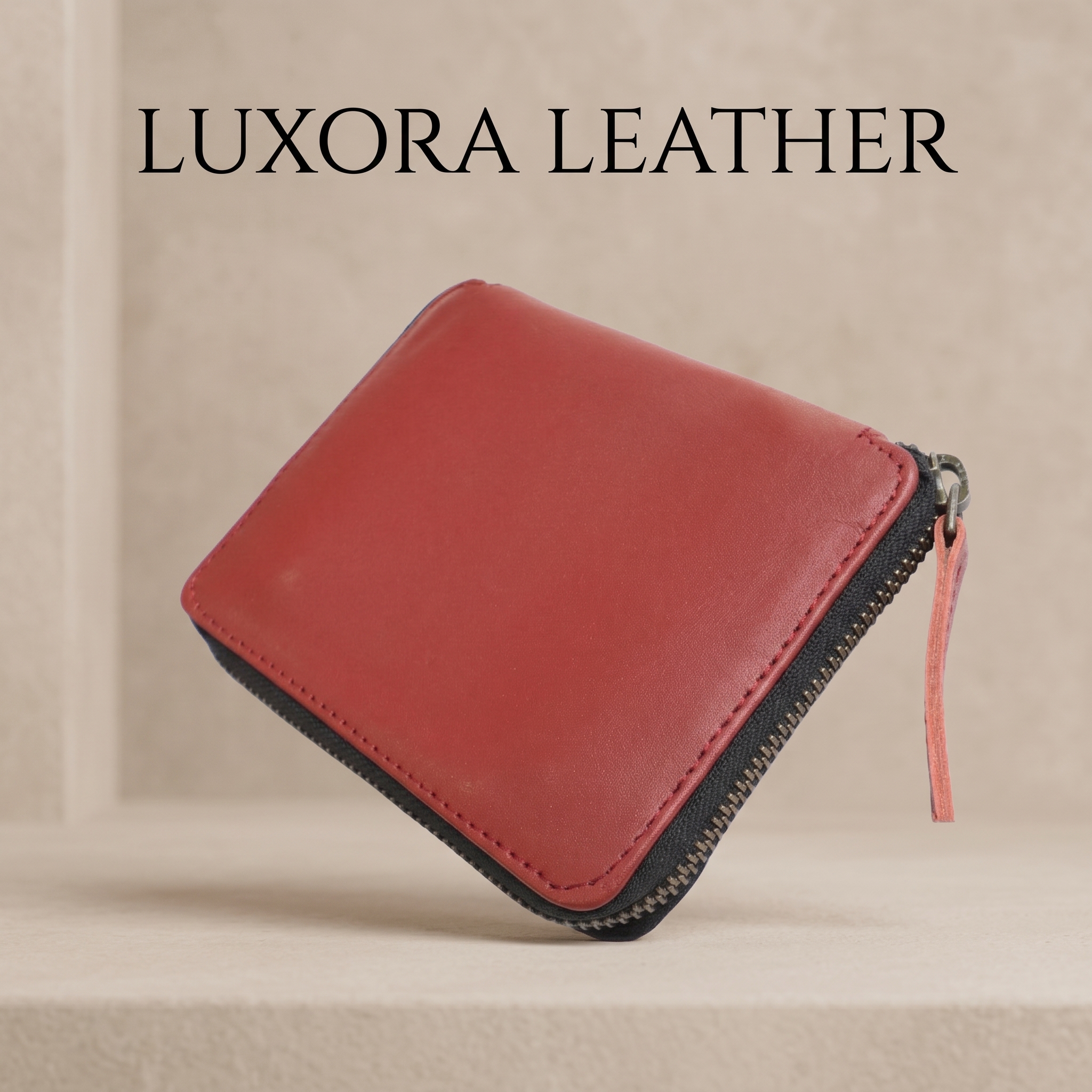 Burgundy genuine leather accordion wallet