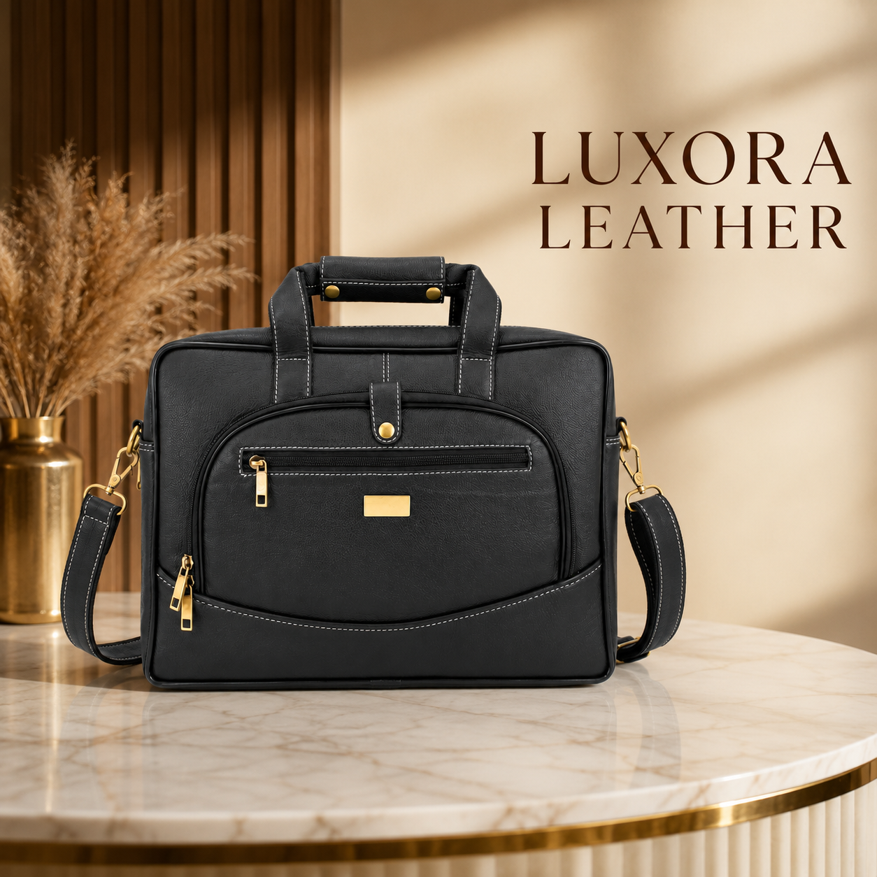 Personalized genuine leather laptop messenger bag