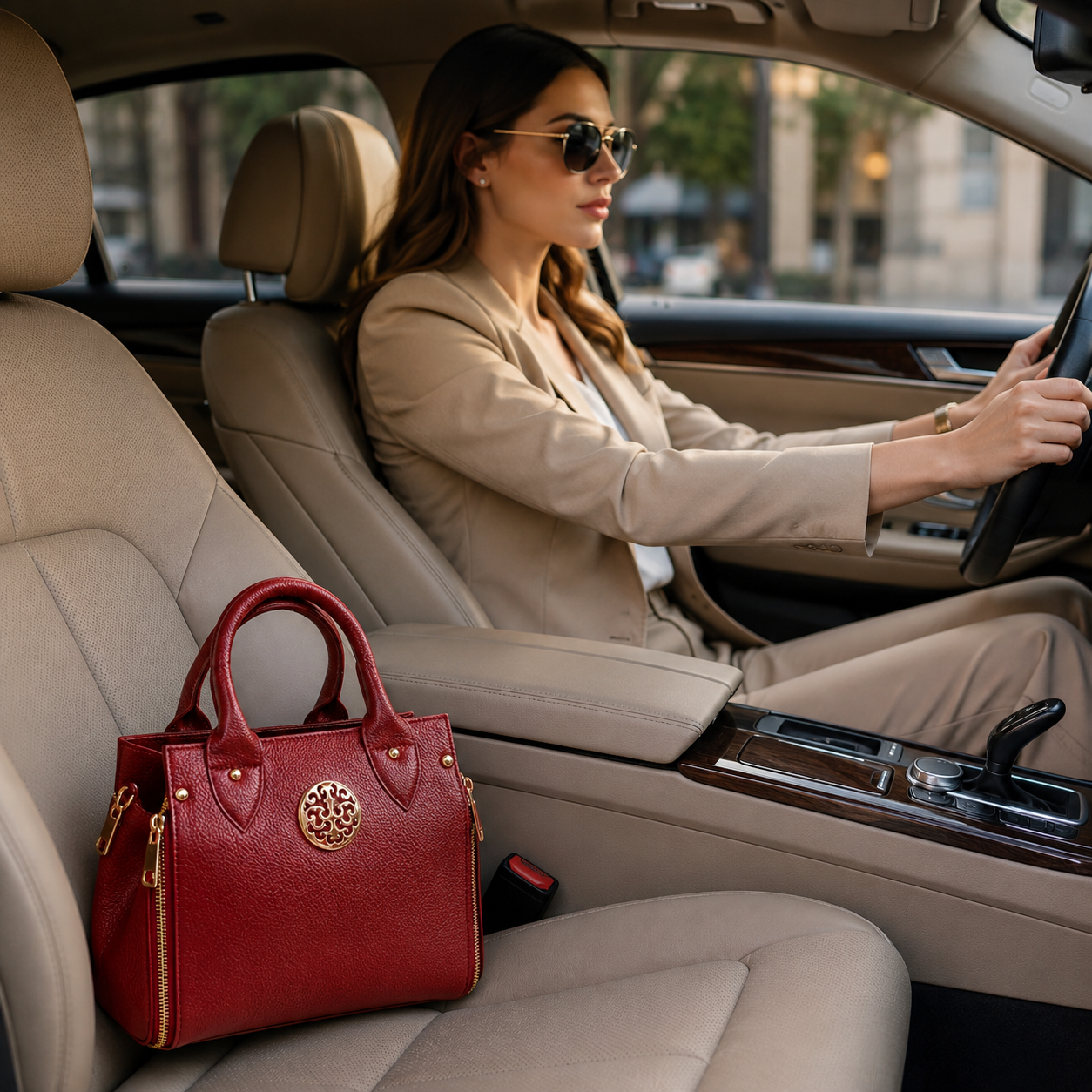 Leather satchel handbag alternate view
