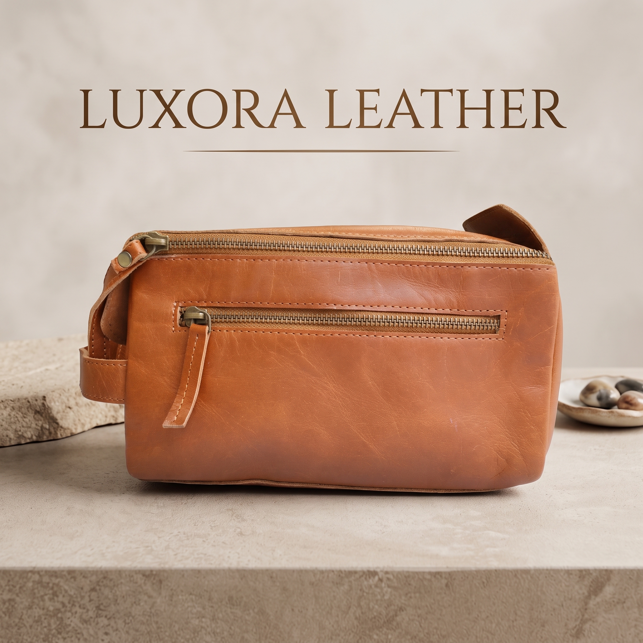 Genuine leather toiletry bag