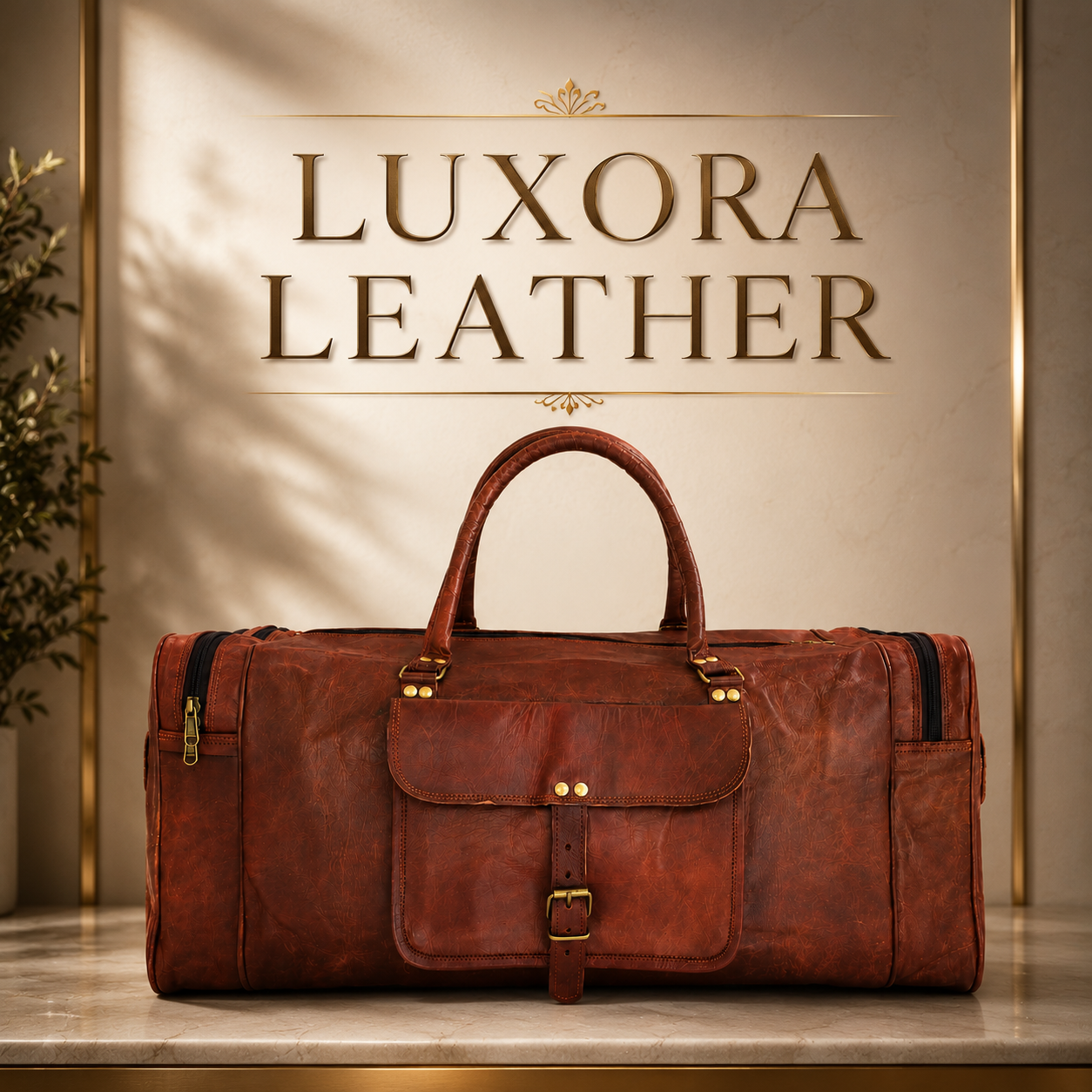 24-inch full grain leather duffel bag