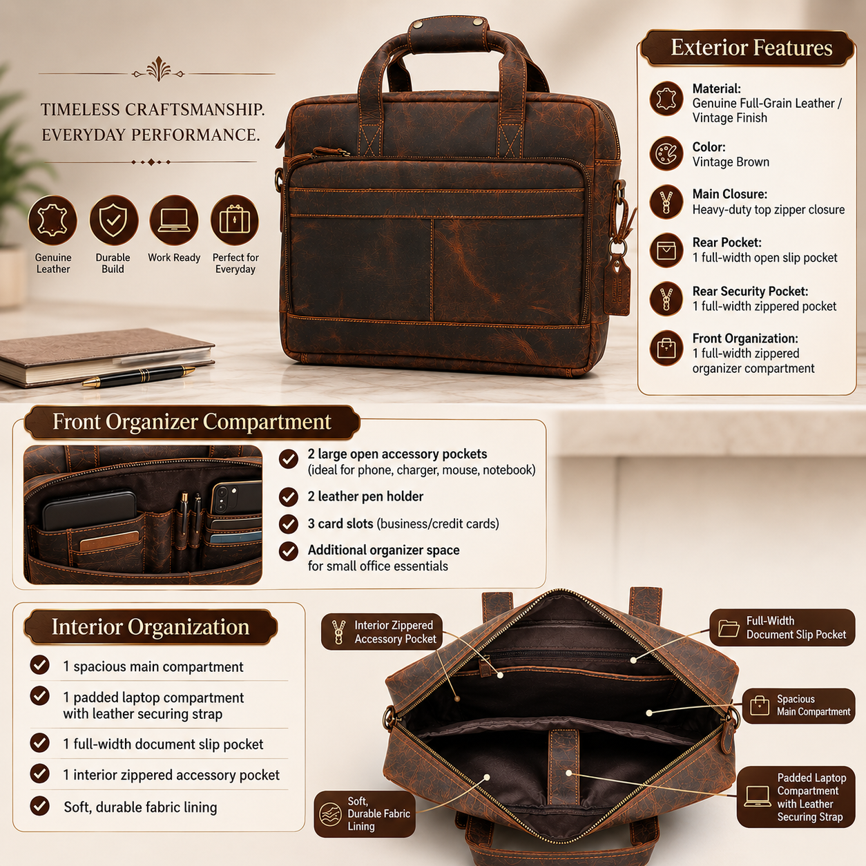 Leather messenger bag lifestyle image