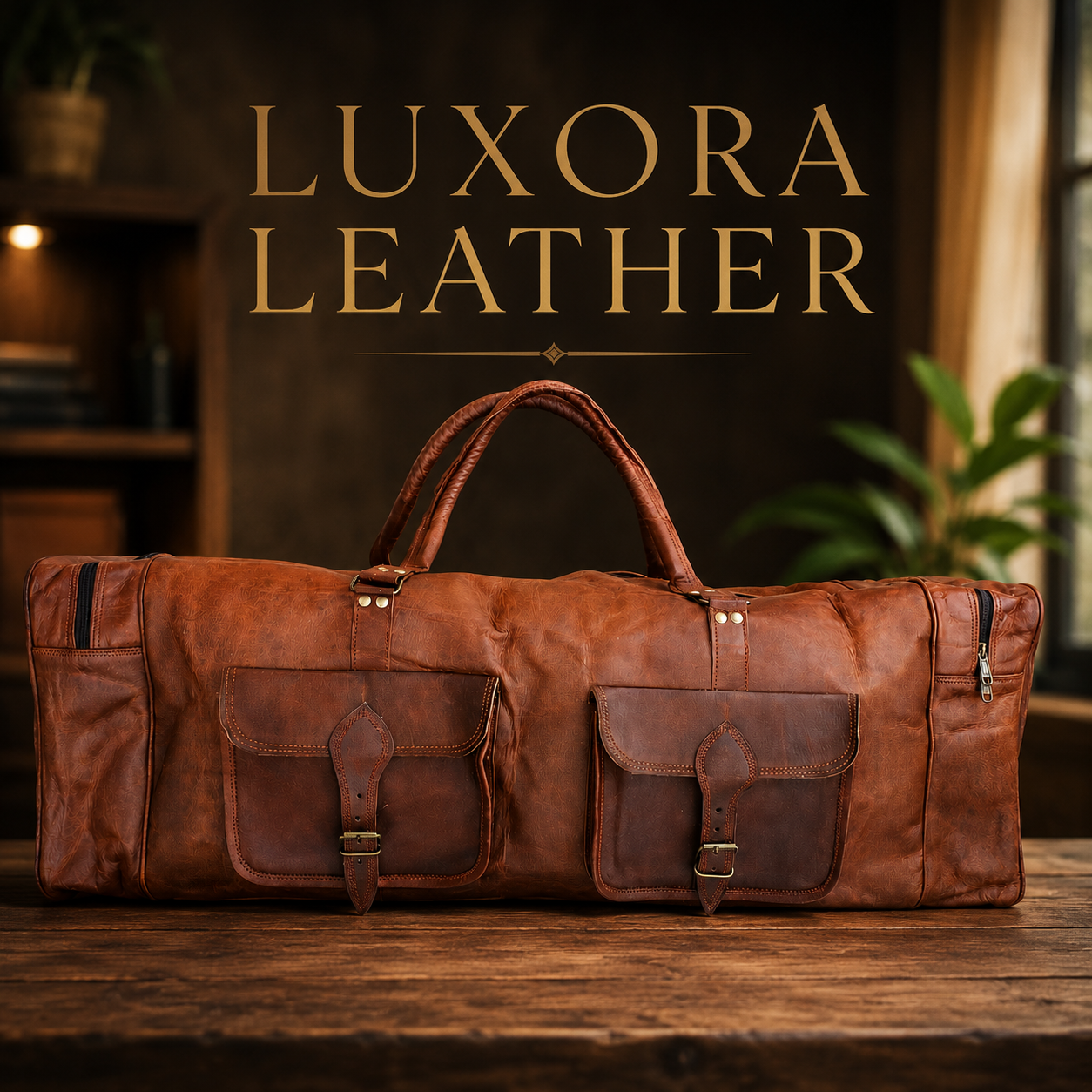 XXL full grain leather duffle bag